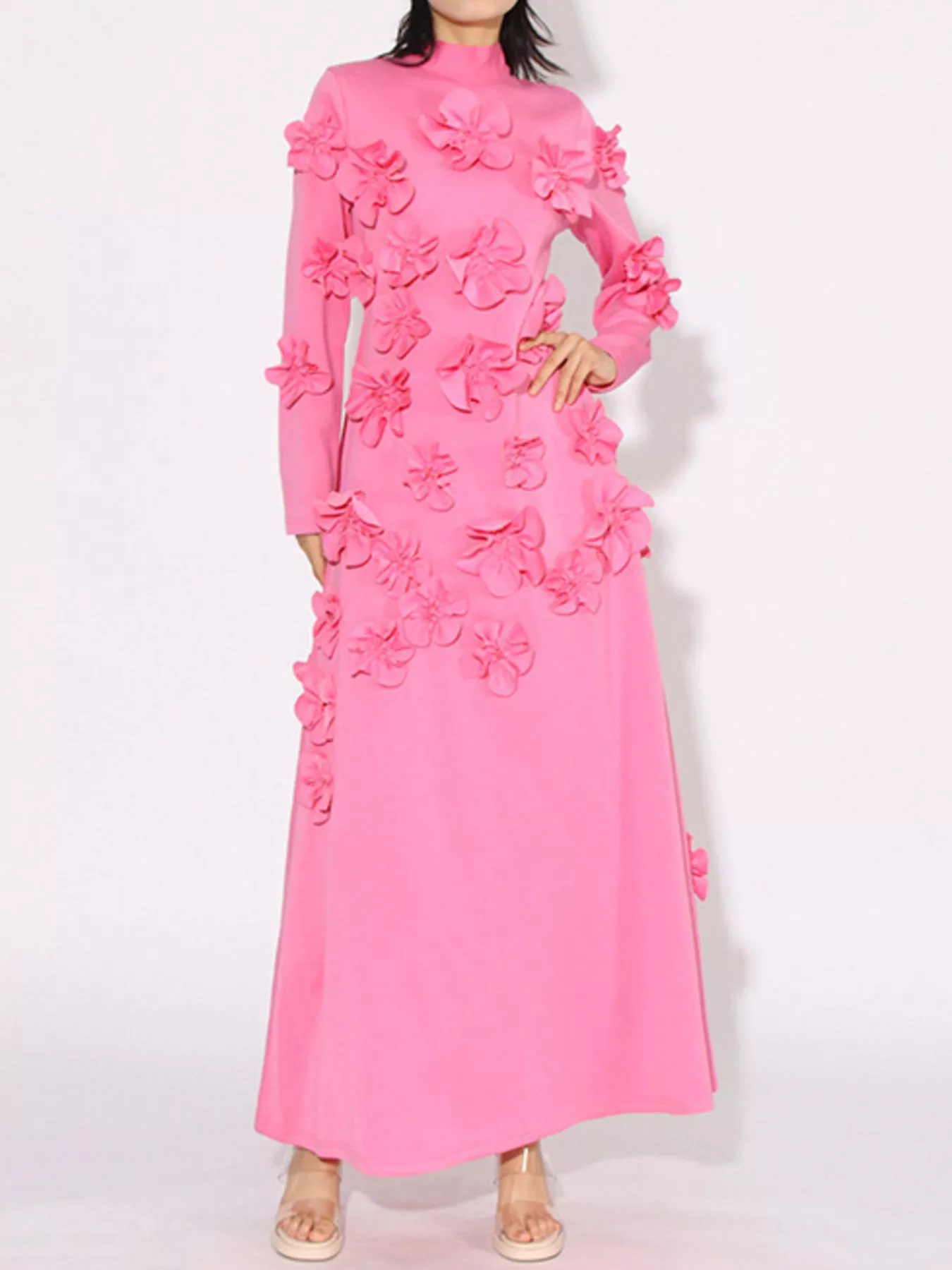 Floral Applique Long Sleeve Maxi Dress - Image 2