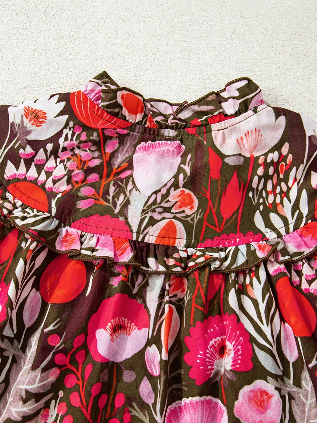 Floral Balloon Sleeve Tie Neck Blouse - Image 7