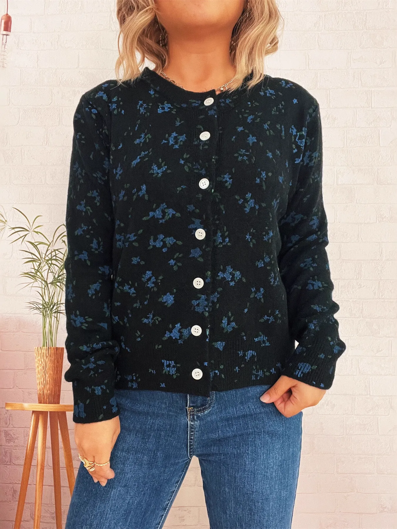 Floral Button-Up Long Sleeve Cardigan - Image 13