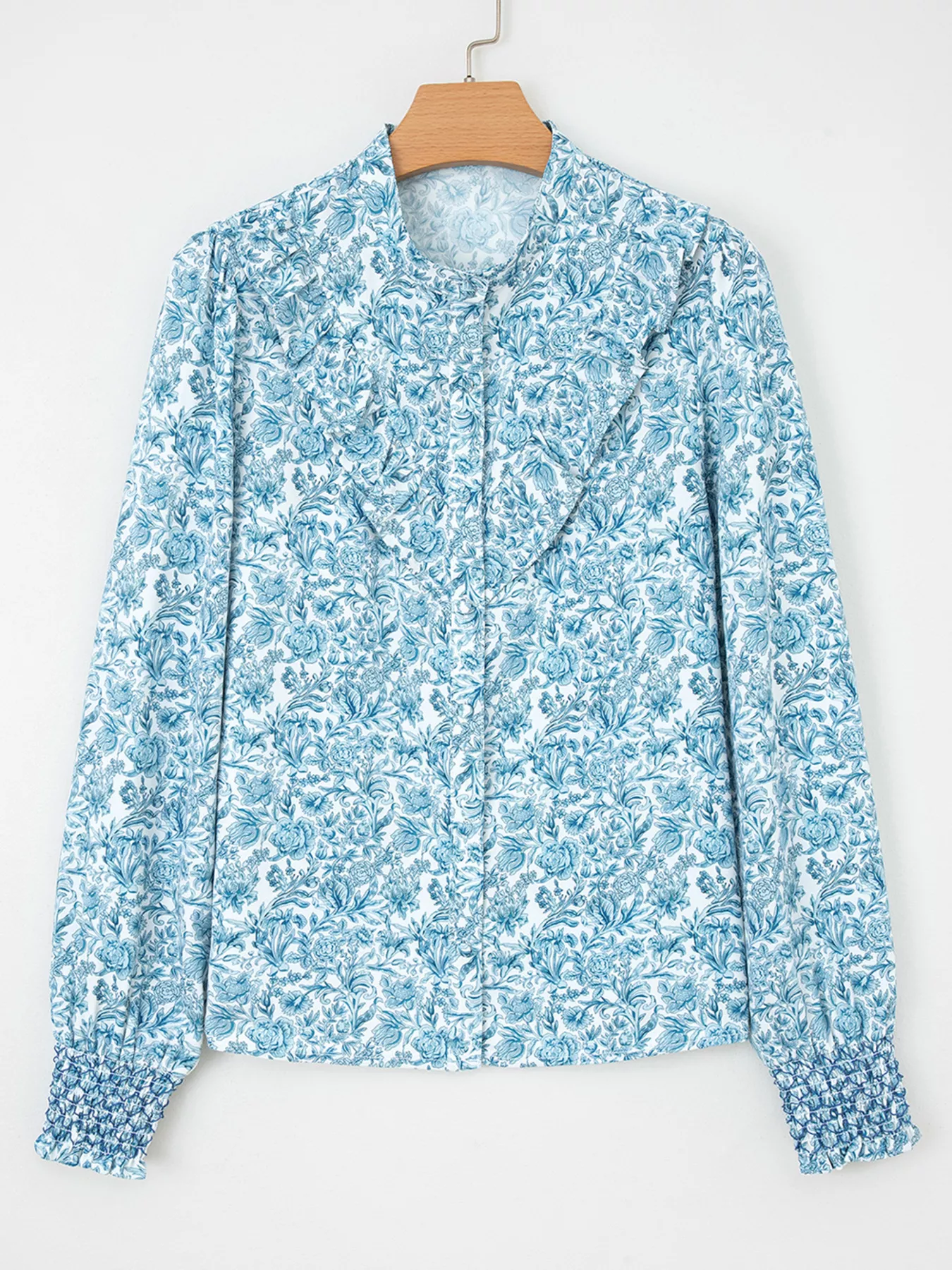 Floral Button Up Puff Sleeve Shirt - Image 6
