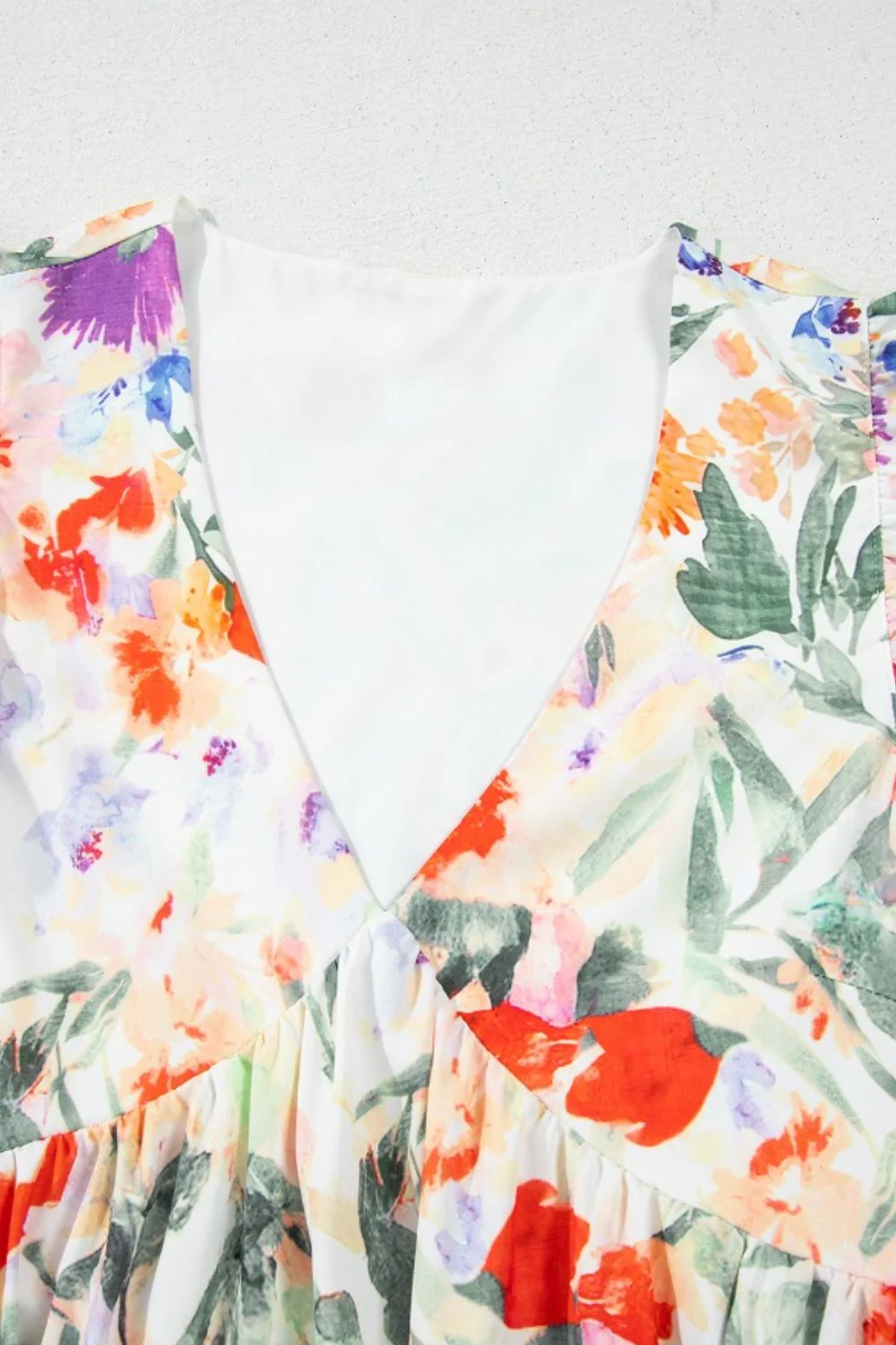 Floral Double Ruffle Sleeve V Neck Mini Dress - Image 7