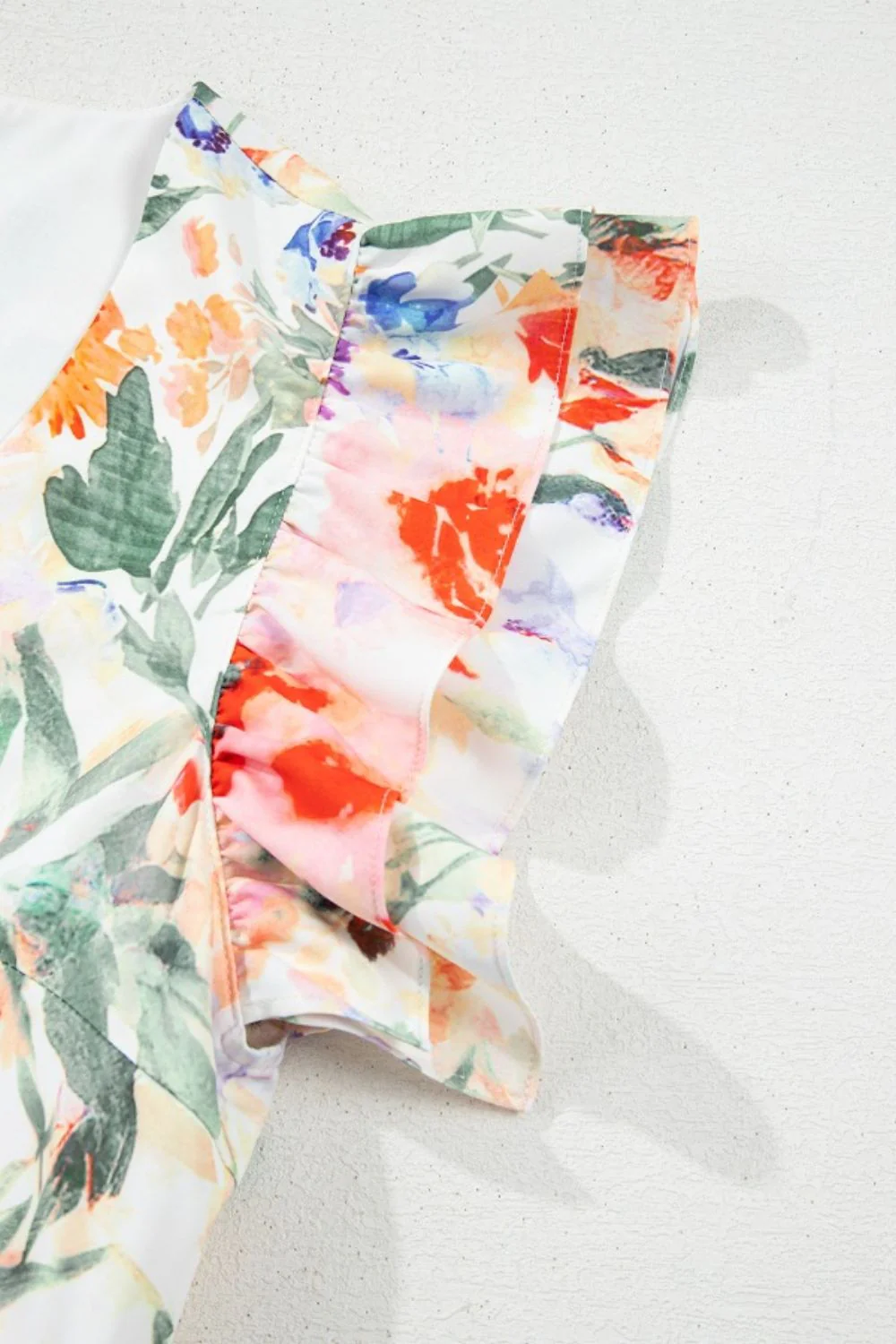 Floral Double Ruffle Sleeve V Neck Mini Dress - Image 9