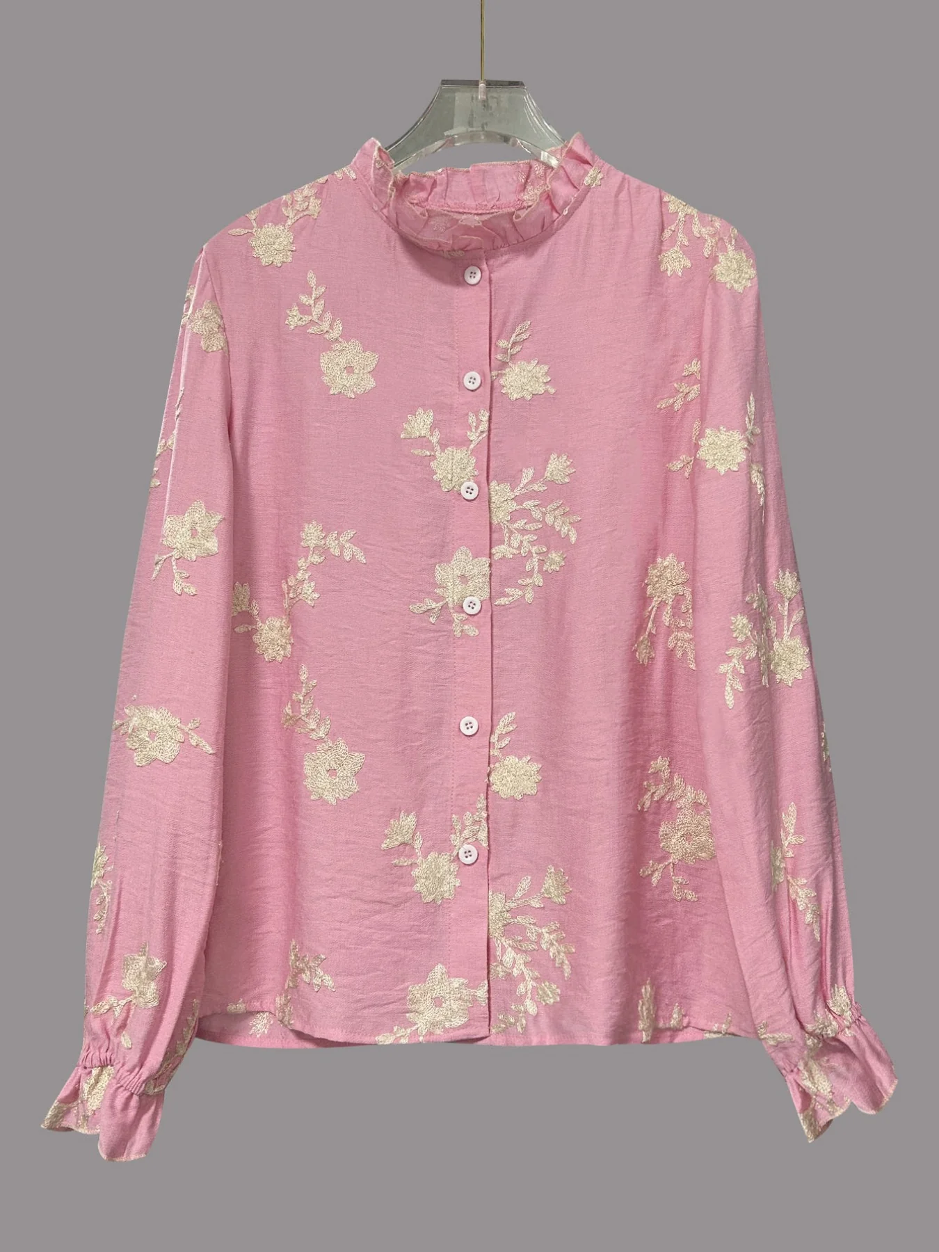 Floral Embroidered Button Down Shirt - Image 6