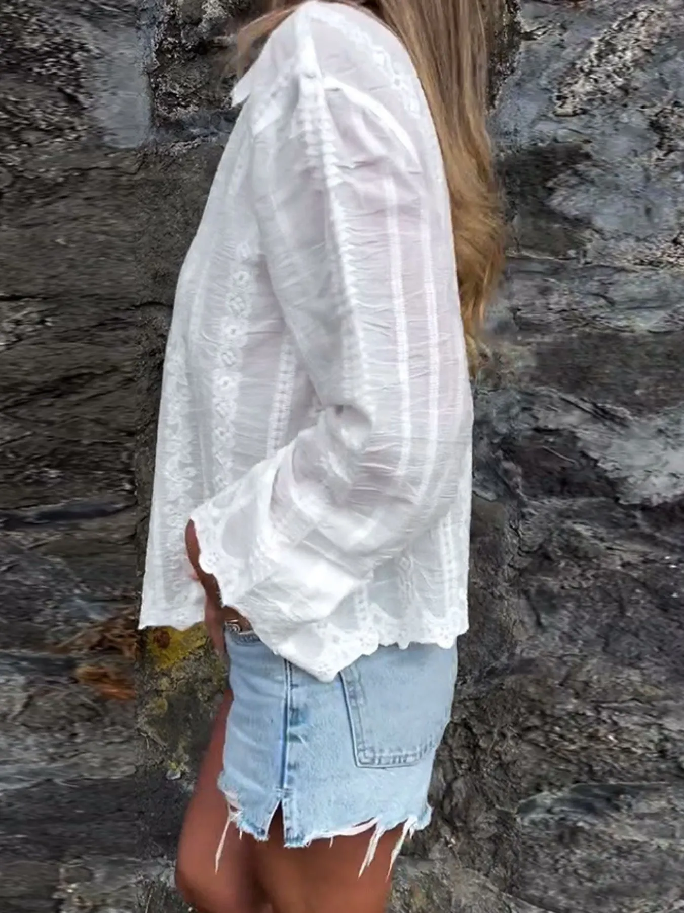 Floral Embroidered Button Down Shirt - Image 3