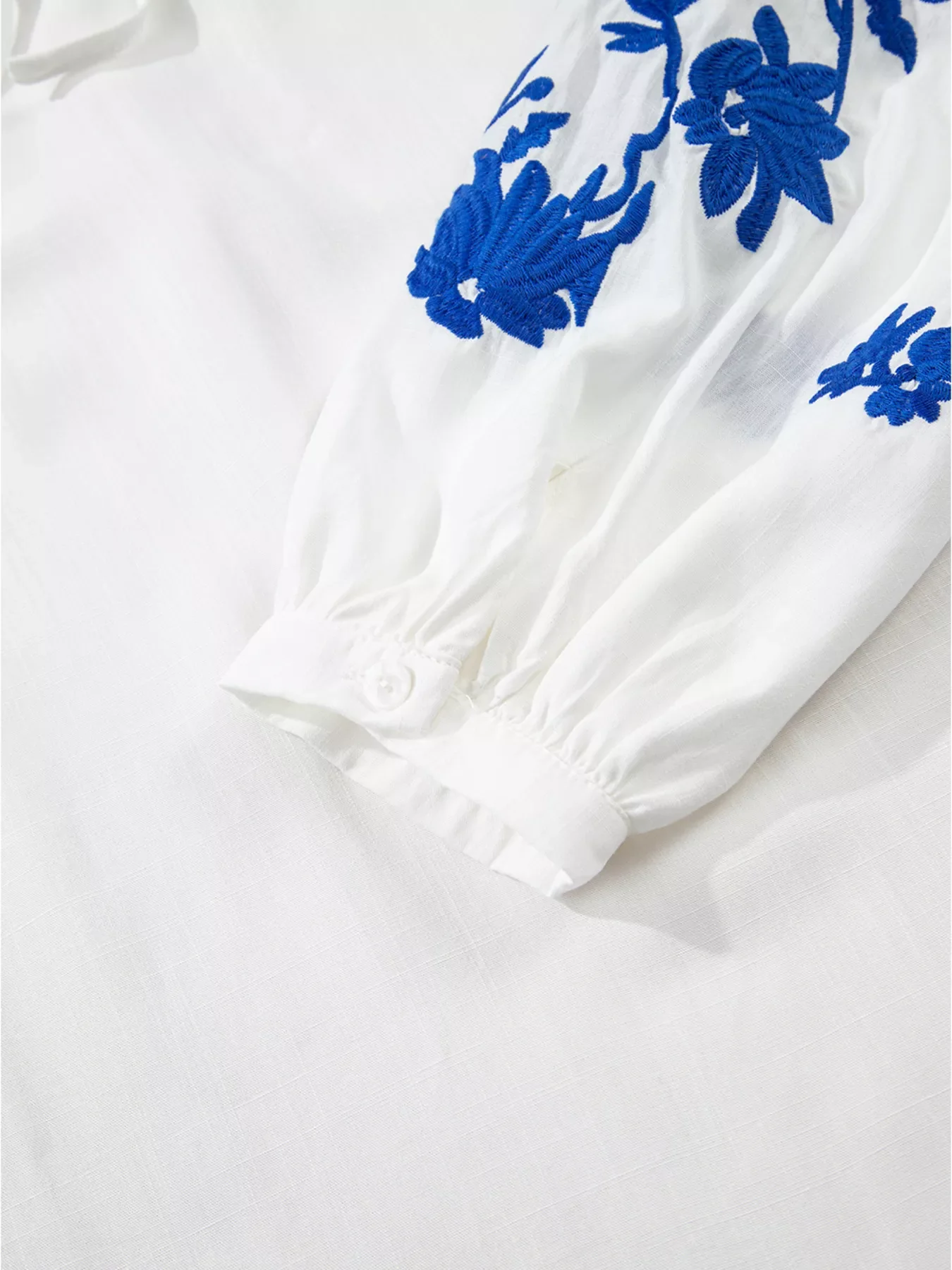 Floral Embroidered Tie Neck Blouse - Image 8