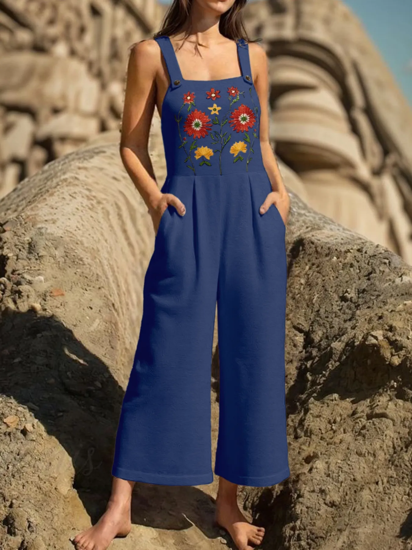 Floral Embroidered Wide Leg Jumpsuit - Image 20