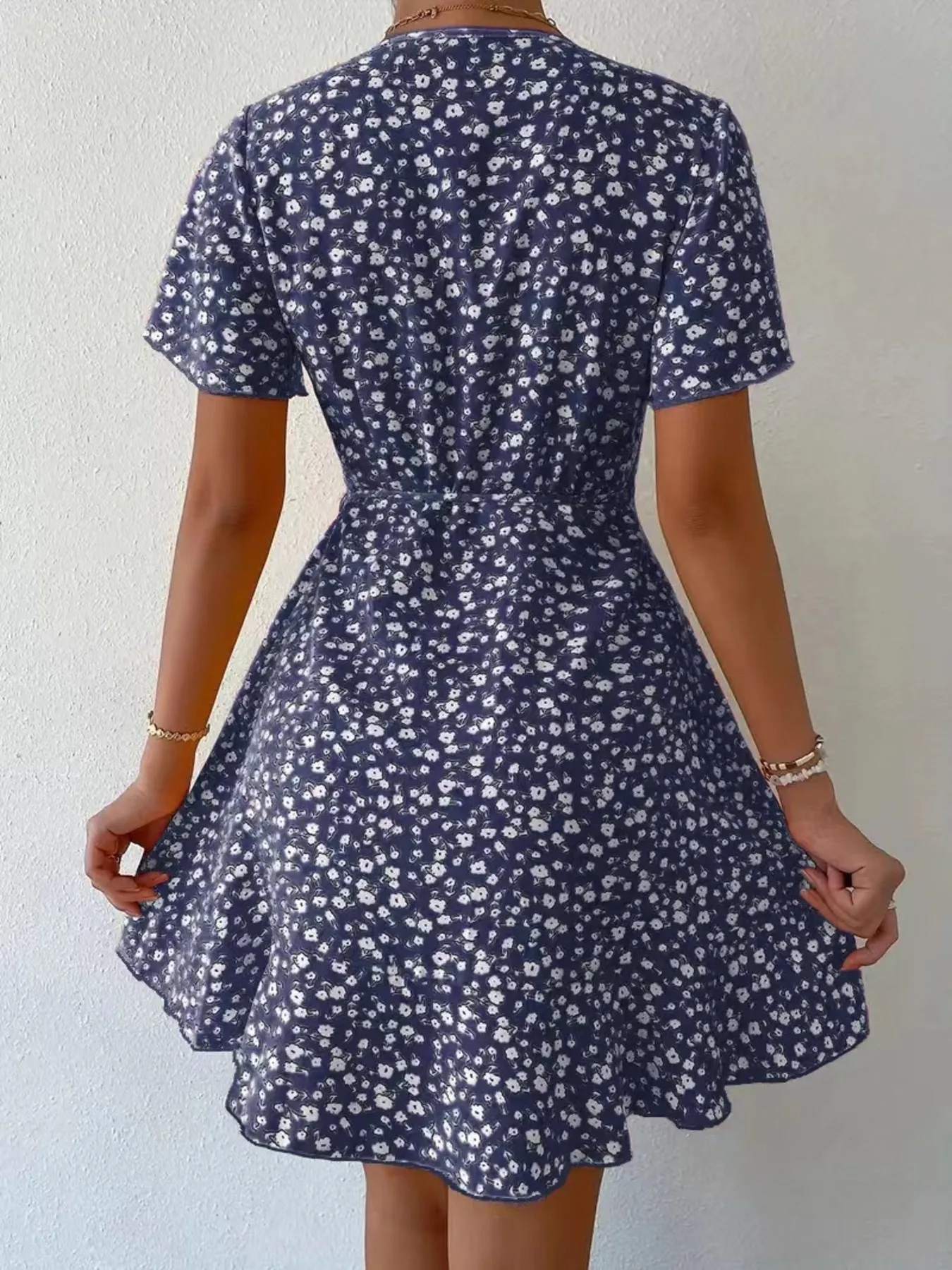 Floral Flutter Sleeve Wrap Mini Dress - Image 12
