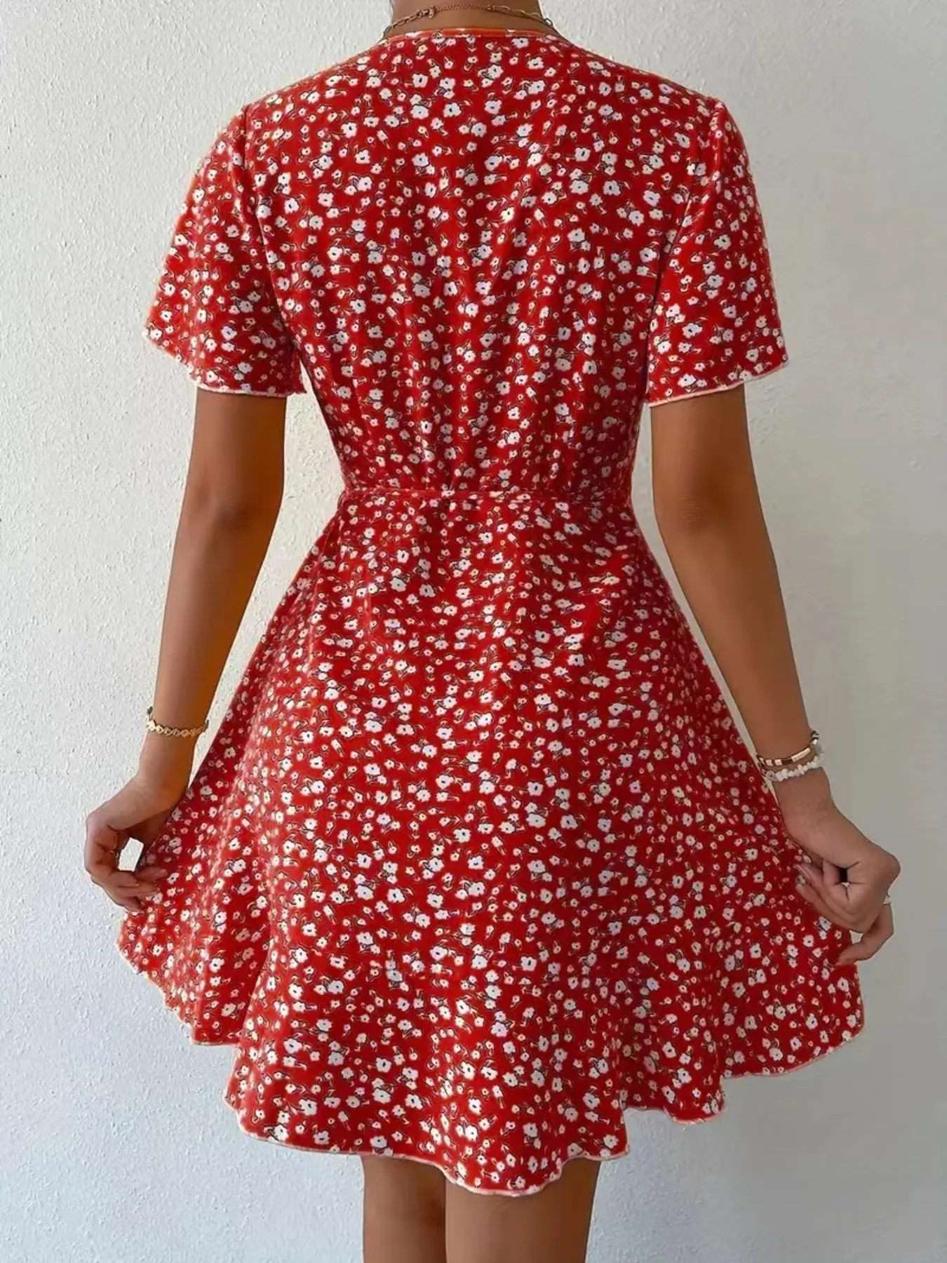 Floral Flutter Sleeve Wrap Mini Dress - Image 17