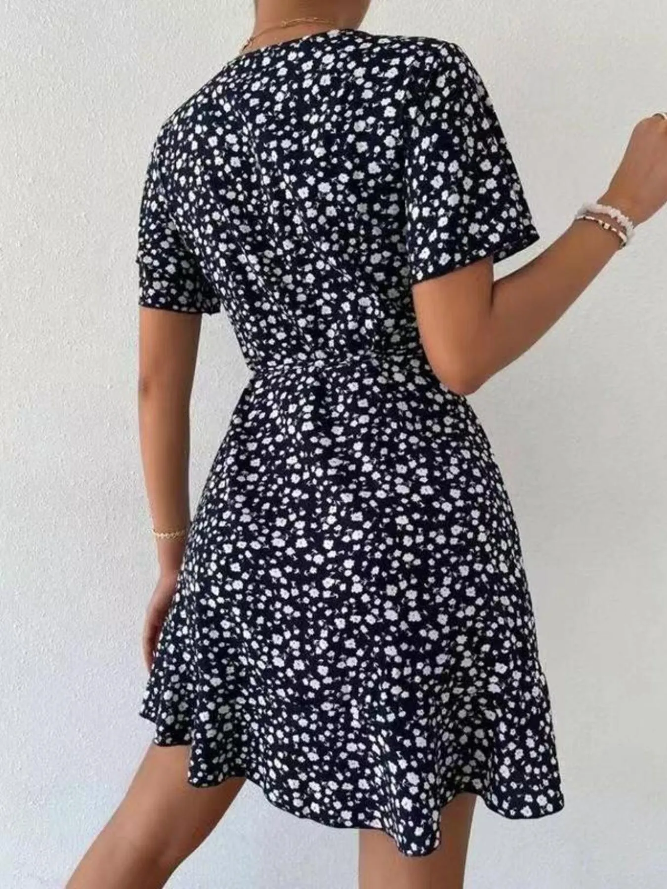 Floral Flutter Sleeve Wrap Mini Dress - Image 22