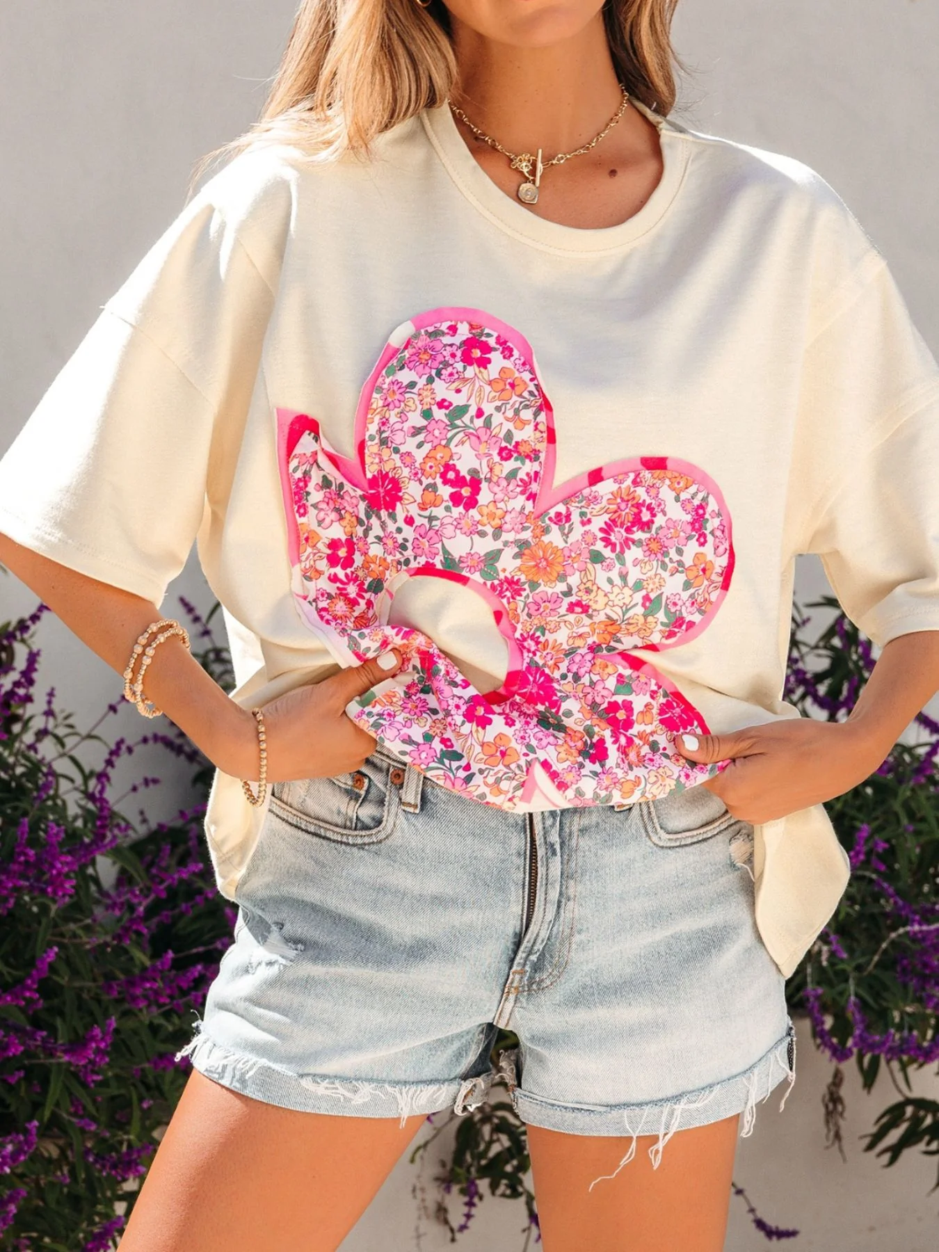 Floral Half Sleeve Oversized Top - Image 5