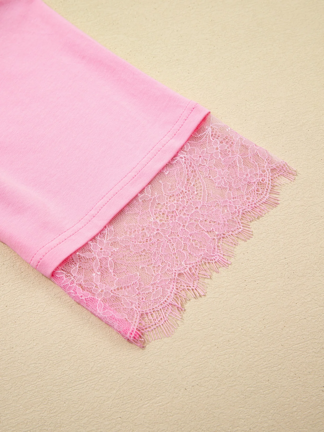 Floral Lace Patchwork Half Sleeve Oversize Tee - Image 7