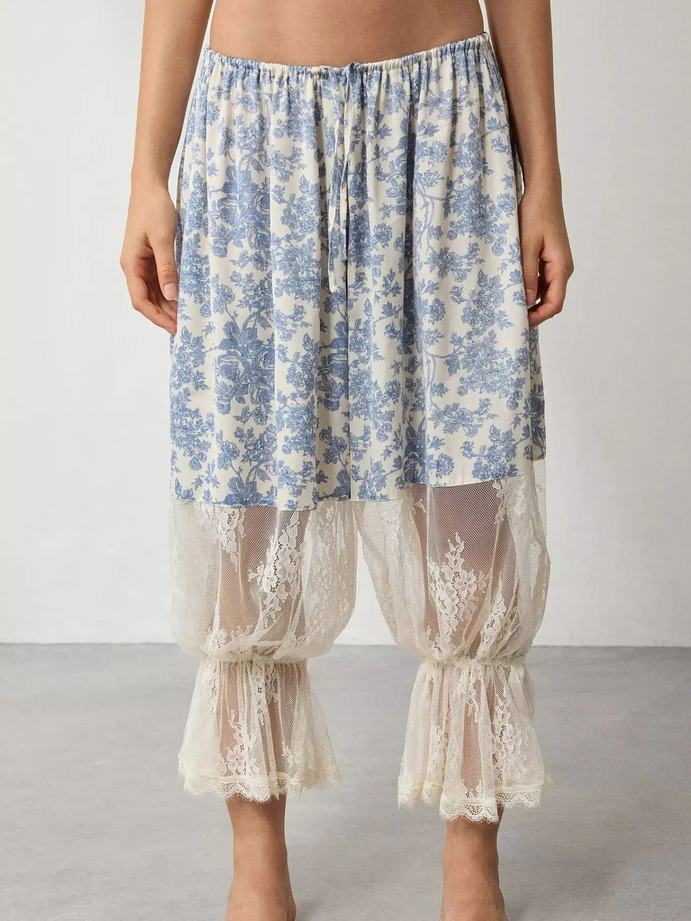 Floral Lace Patchwork Pants - Image 3
