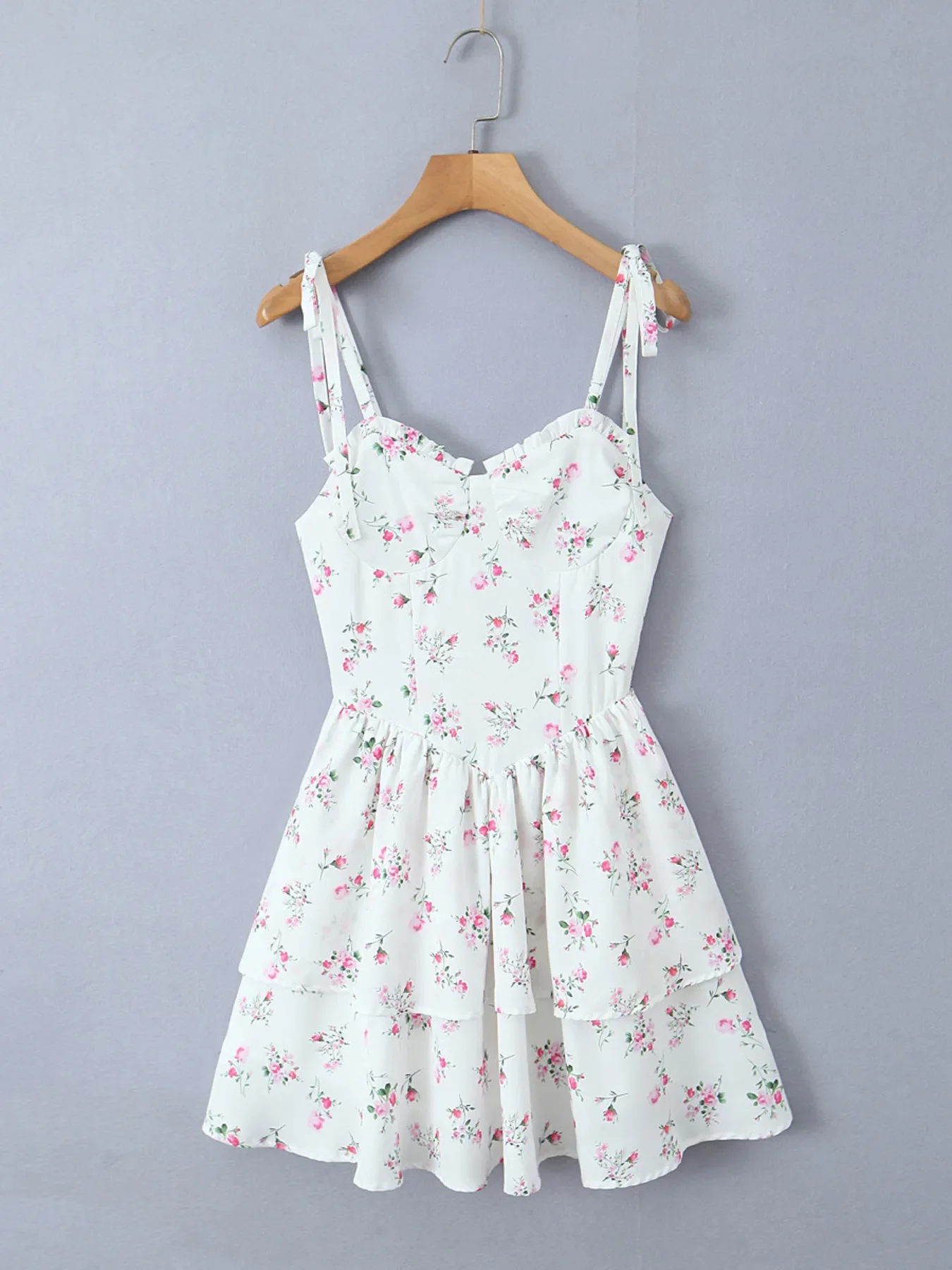 Floral Layered Cami Dress with Ruffle Details - Image 4