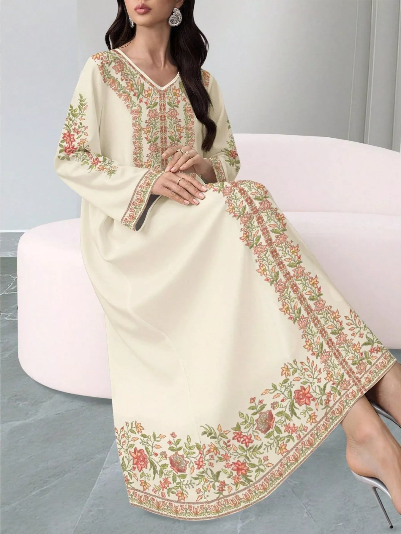 Floral Long Sleeve Maxi Dress - Image 3