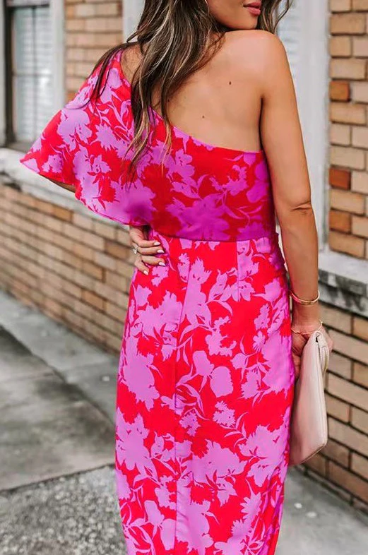 Floral One Shoulder Dress - Image 2