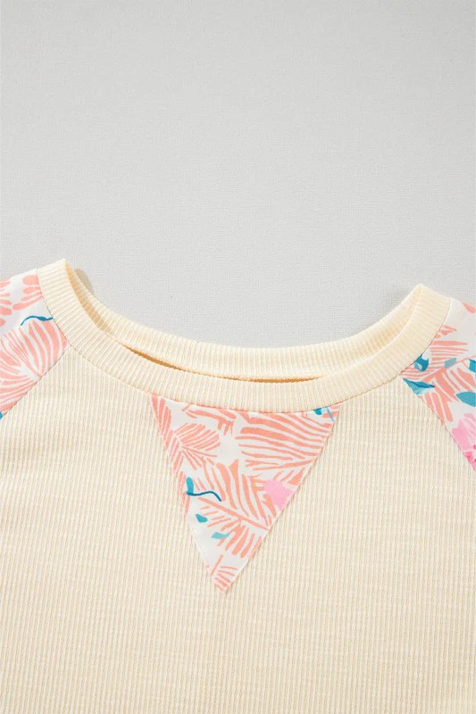 Floral Patchwork Balloon Sleeve Textured Blouse - Image 8