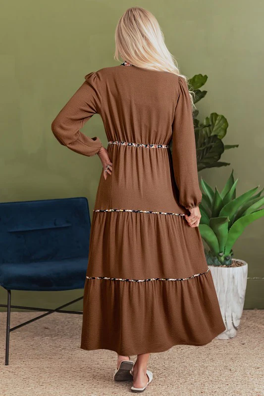 Floral Patchwork Long Sleeve Maxi Dress - Image 2