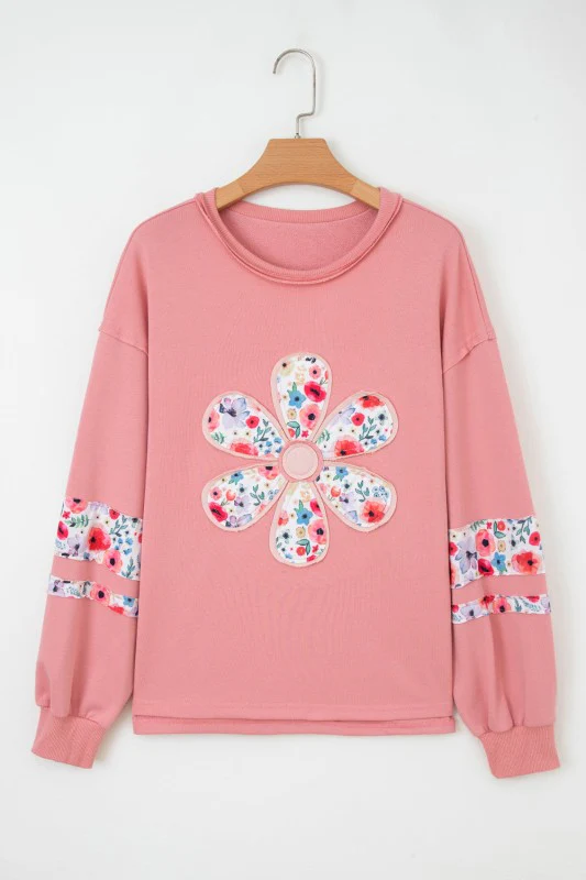 Floral Patchwork Long Sleeve Sweatshirt - Image 3