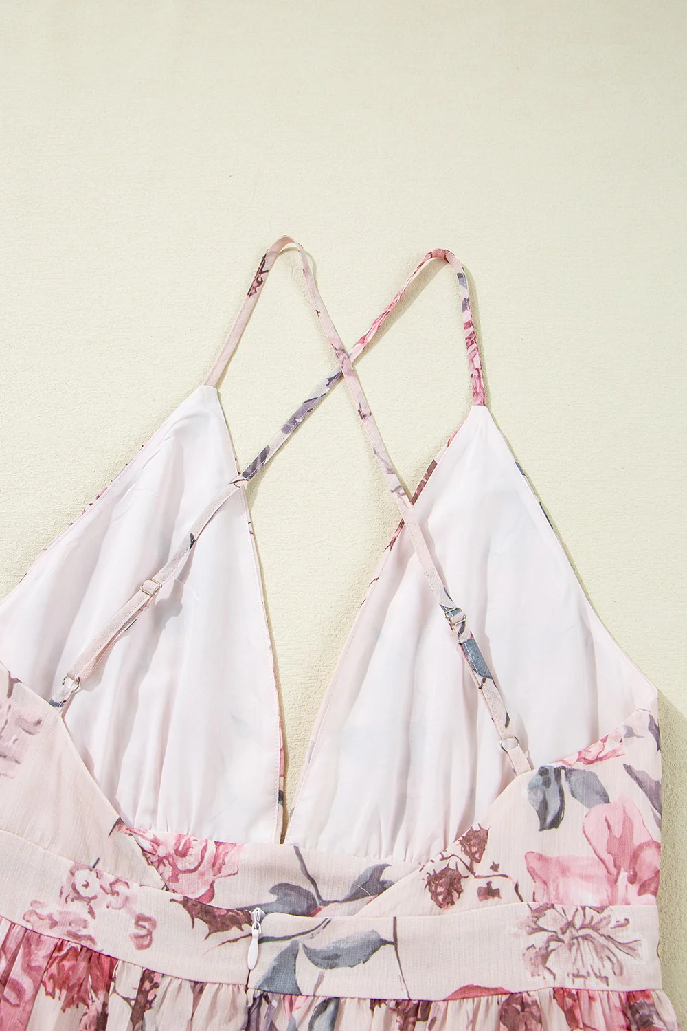 Floral Pleated Deep V Backless Maxi Dress - Image 12