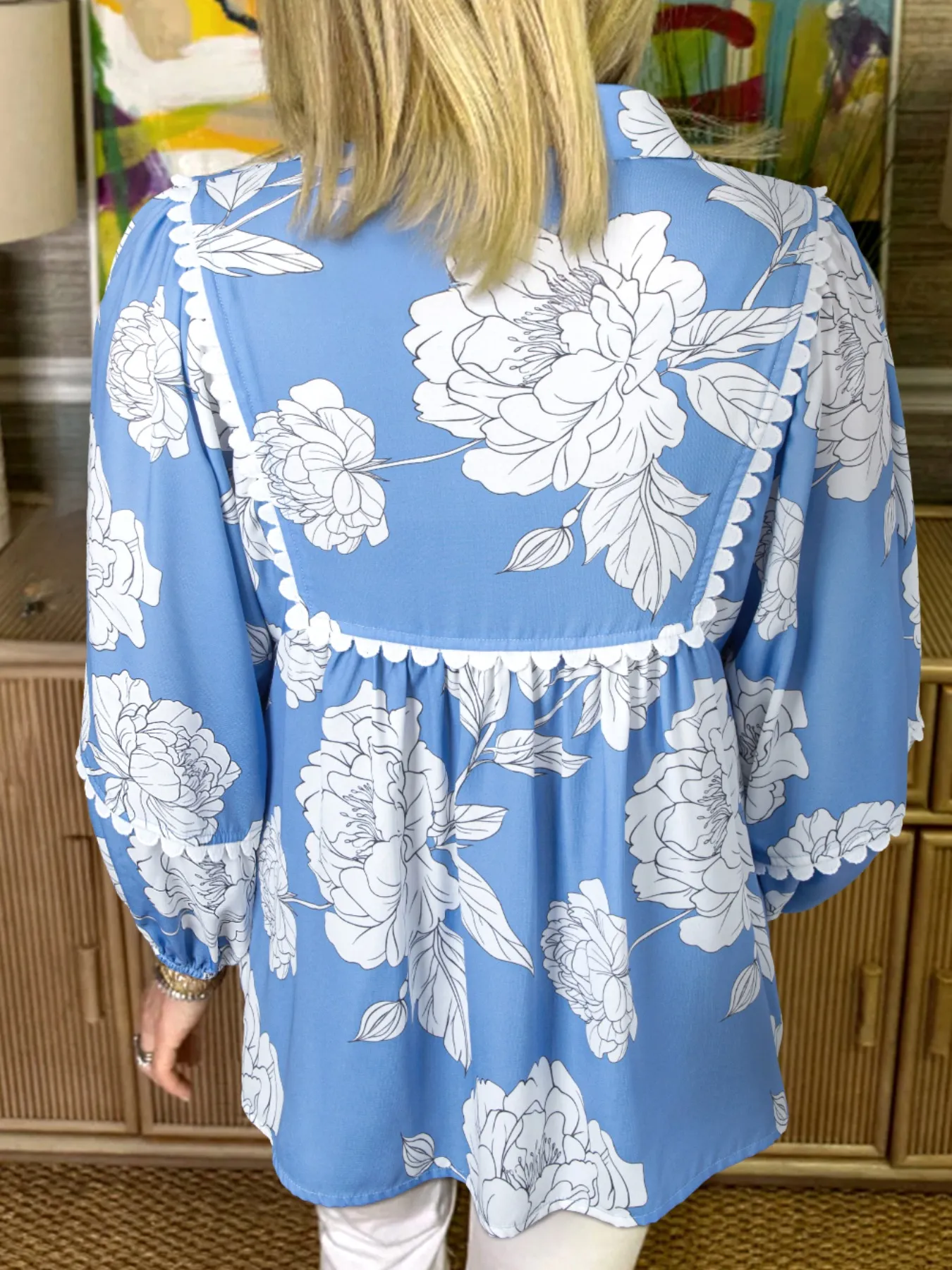 Floral Print Babydoll Blouse - Image 2