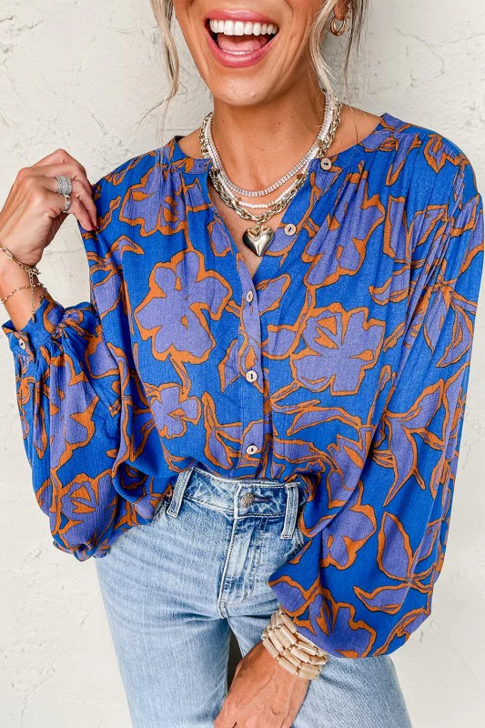 Floral Print Batwing Sleeve Buttoned Fit Shirt - Image 9