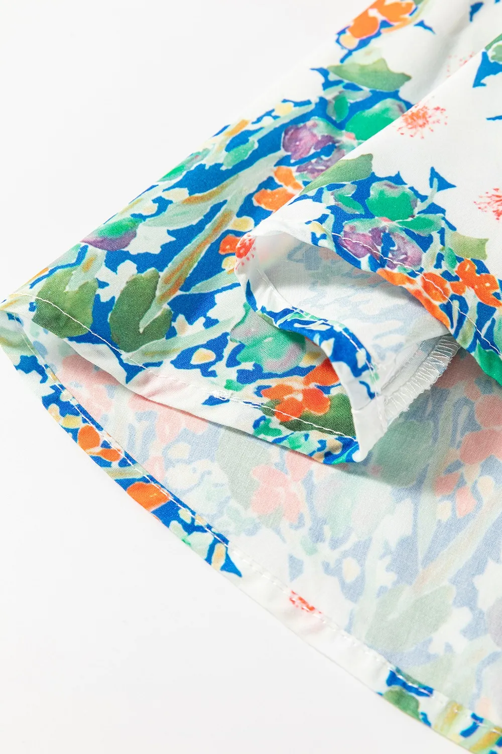 Floral Print Bow Applique Slit Sleeveless Peplum Blouse - Image 11
