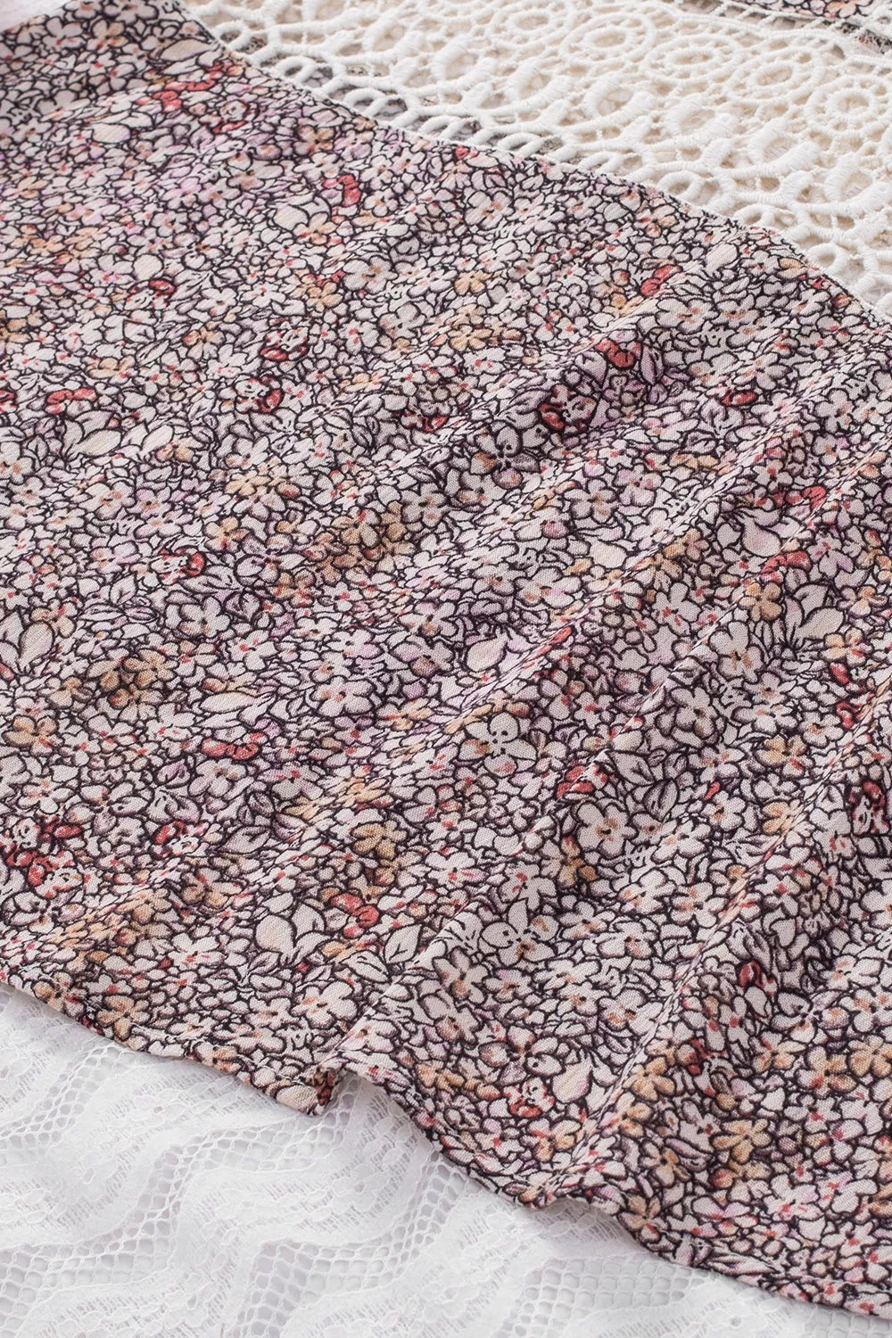 Floral Print Crochet Trim Cami with Spaghetti Straps - Image 9