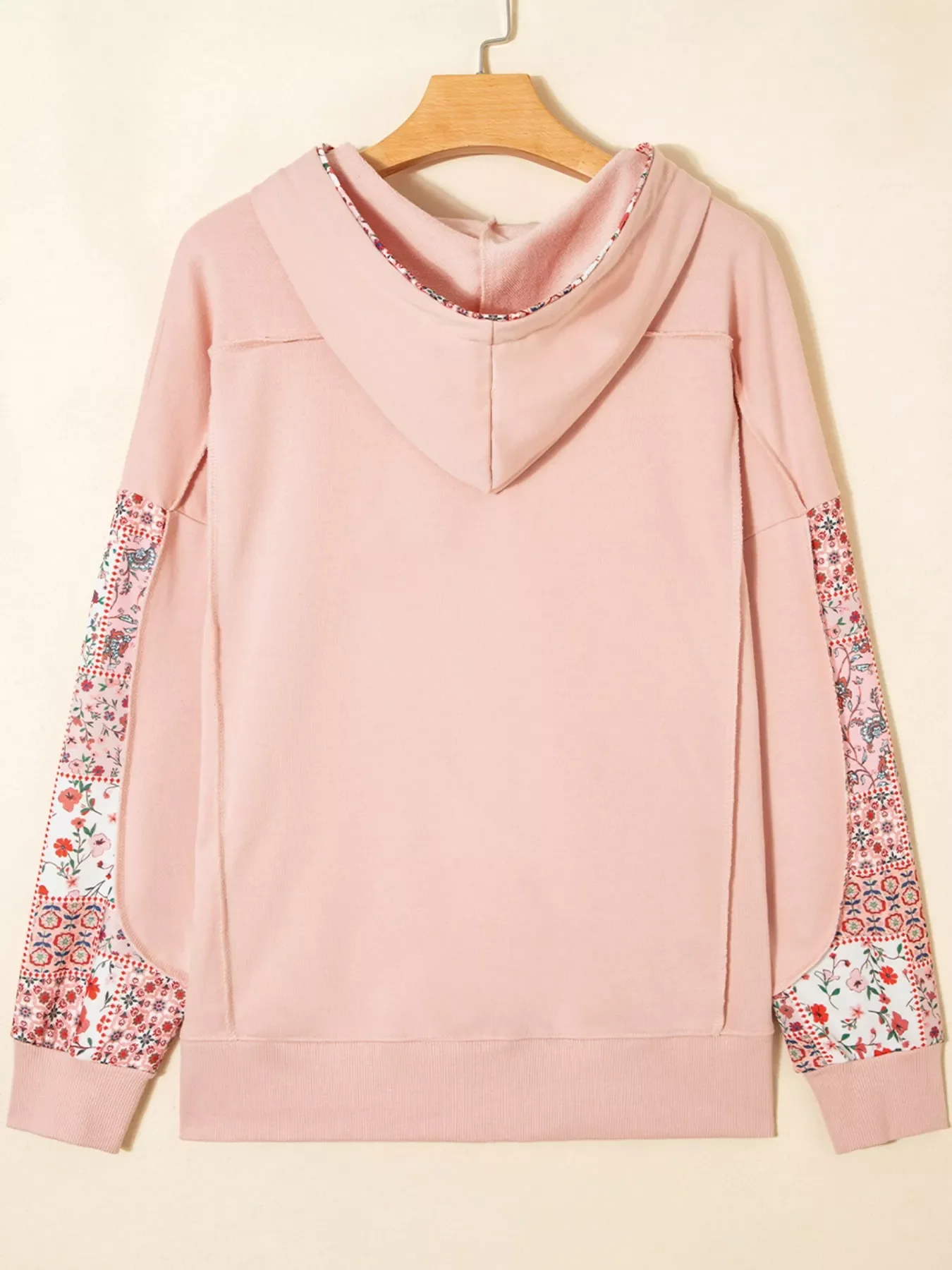 Floral Print Drawstring Long Sleeve Hoodie - Image 4