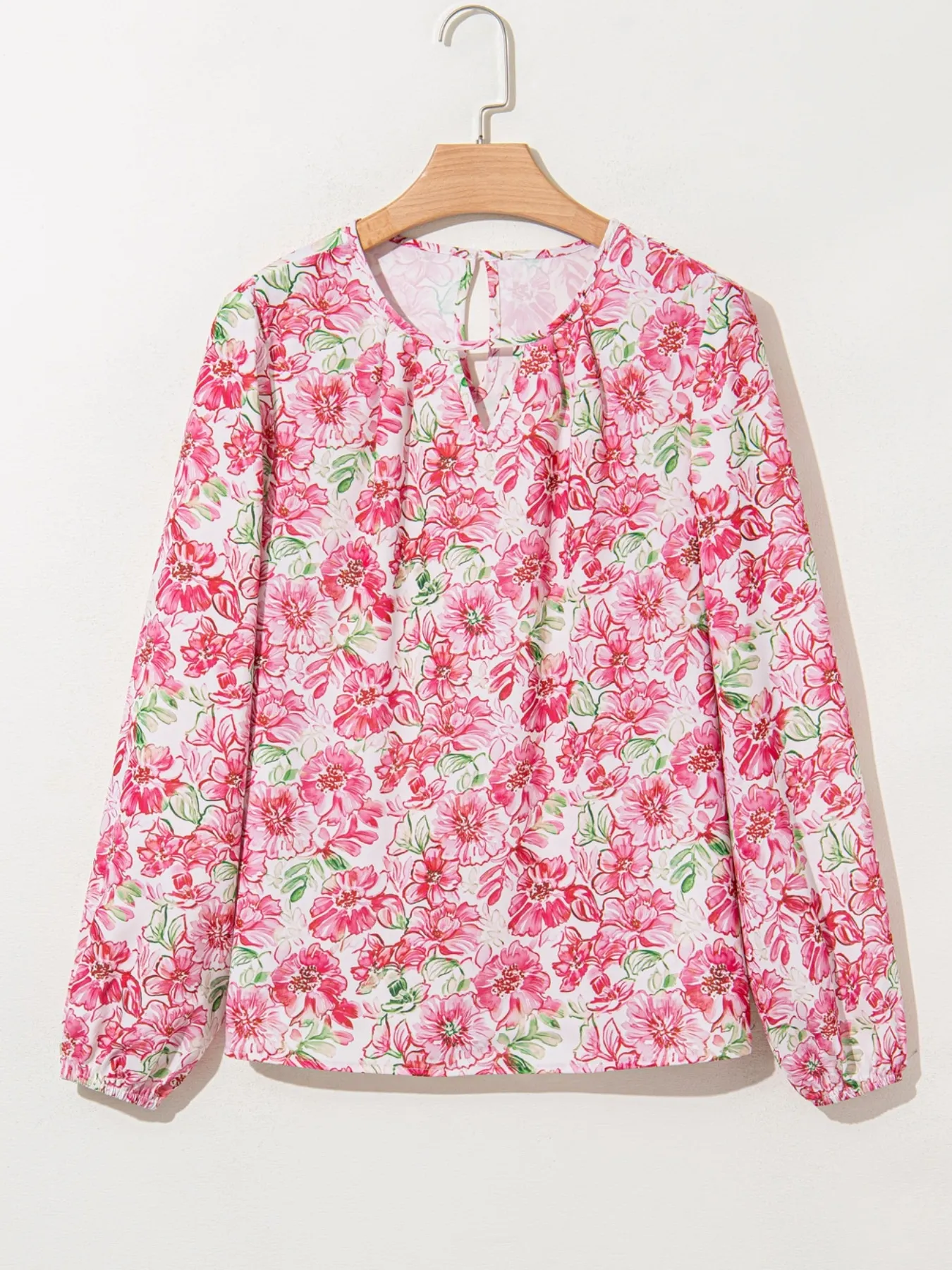 Floral Print Keyhole Neck Blouse - Image 4
