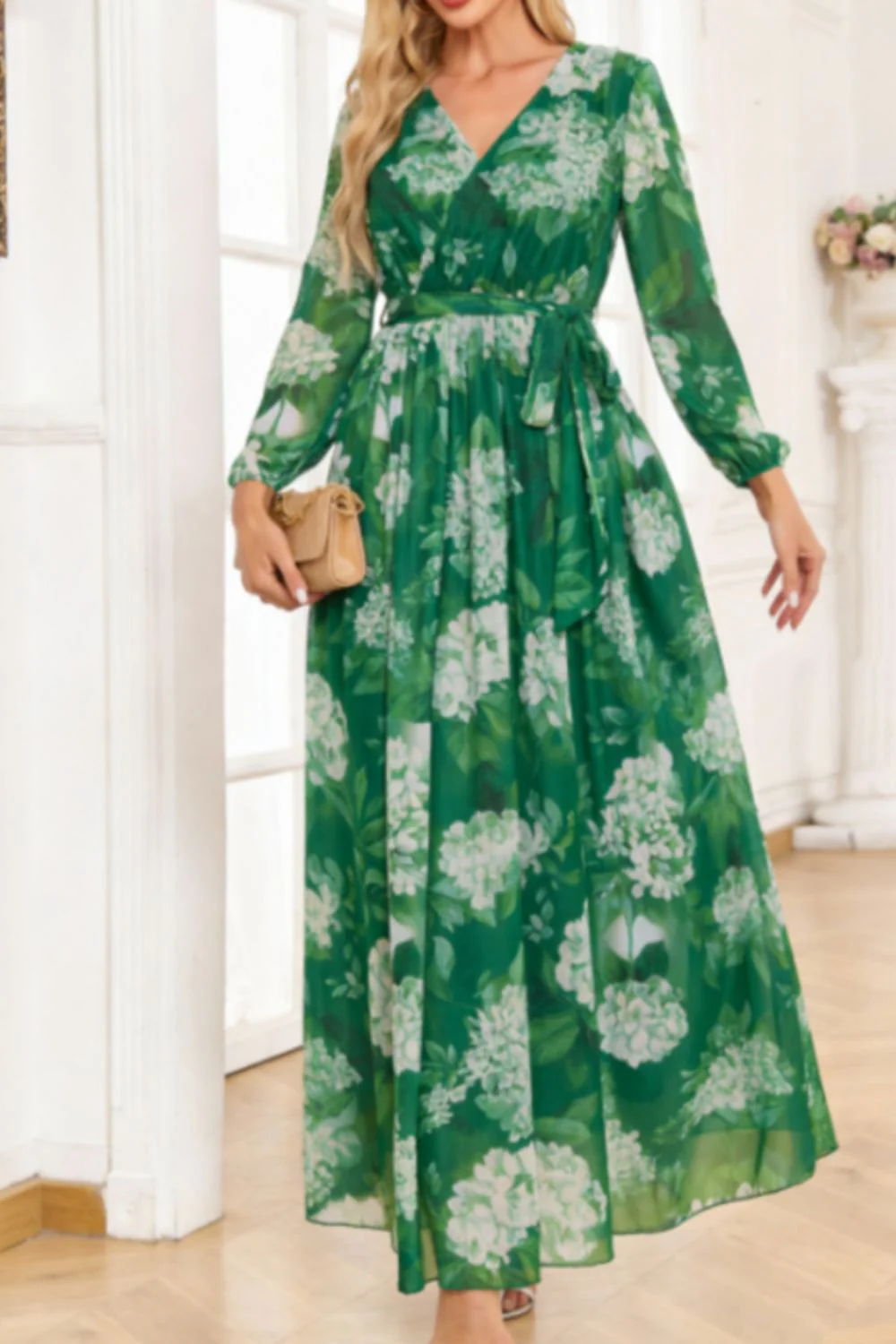 Floral Print Long Sleeve Maxi Dress - Image 3