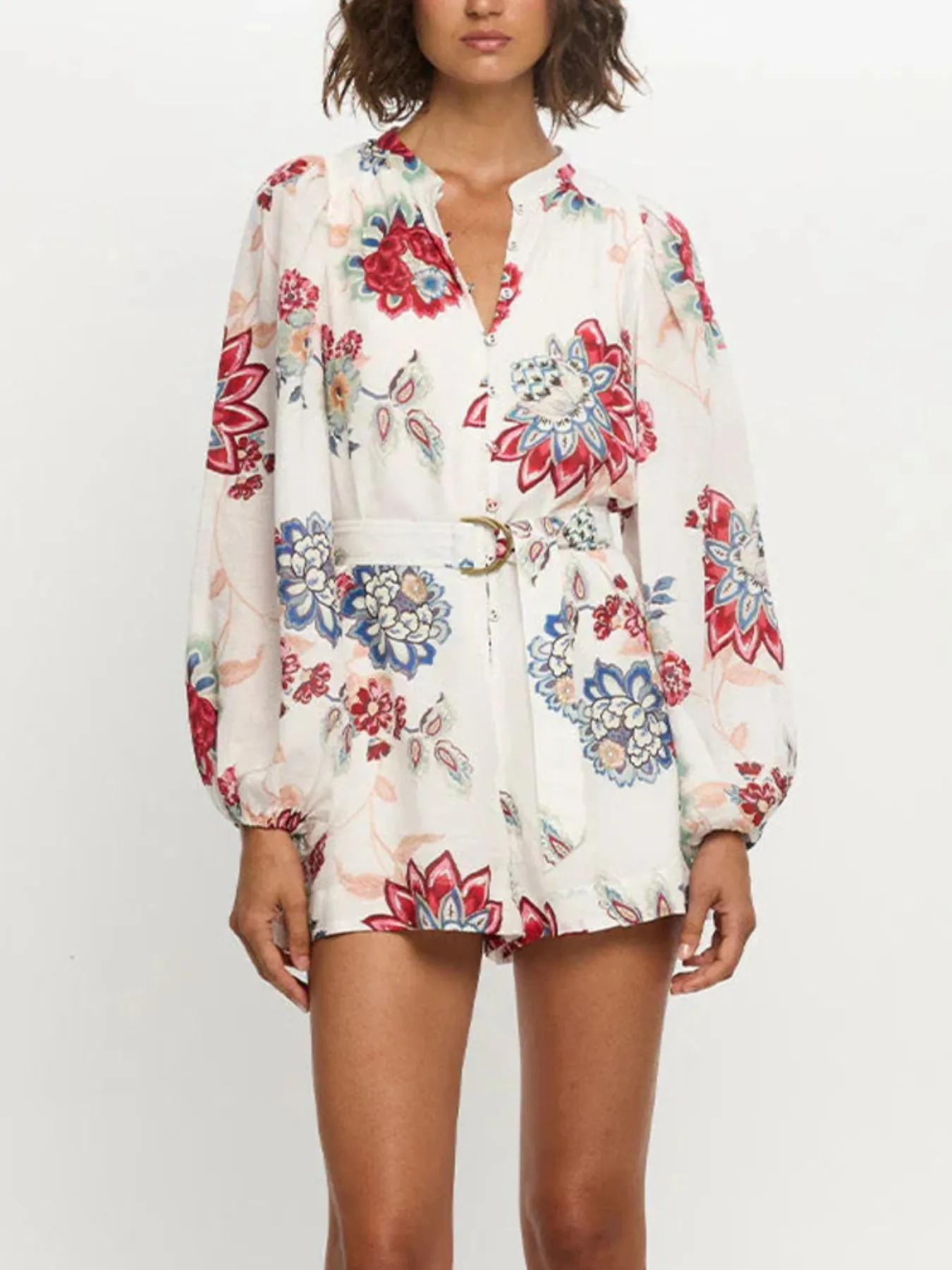 Floral Print Long Sleeve Romper - Image 5