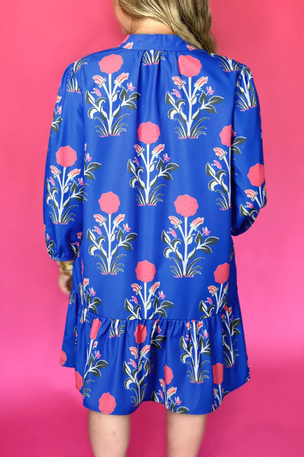 Floral Print Long Sleeve Ruffle Hem Dress - Image 2