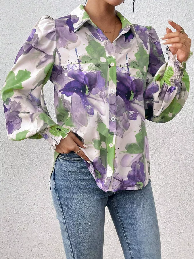 Floral Print Long Sleeve Shirt - Image 20