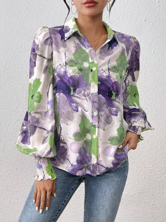 Floral Print Long Sleeve Shirt - Image 21