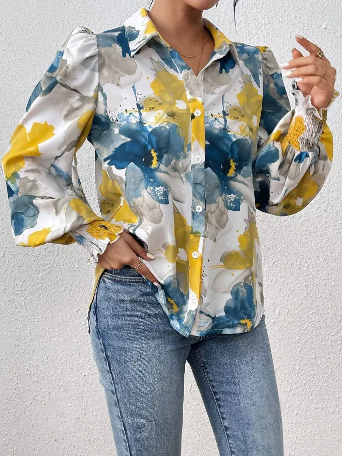 Floral Print Long Sleeve Shirt - Image 4