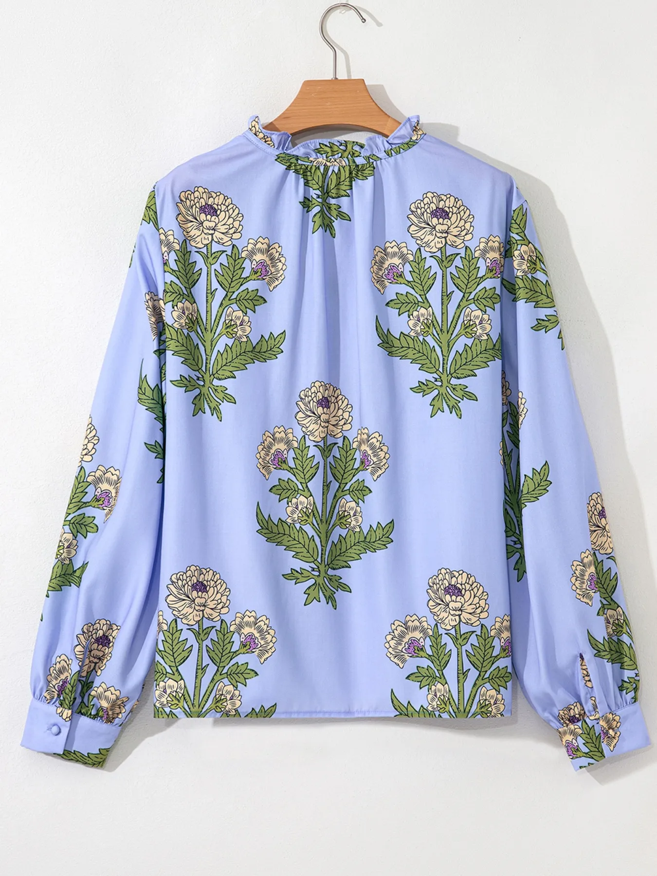 Floral Print Long Sleeve Tie Neck Blouse - Image 4