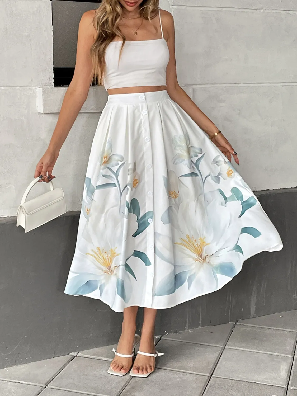 Floral Print Midi Skirt - Image 4