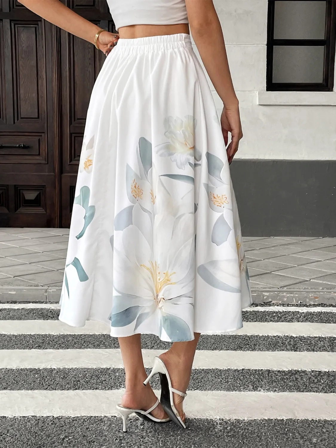 Floral Print Midi Skirt - Image 6