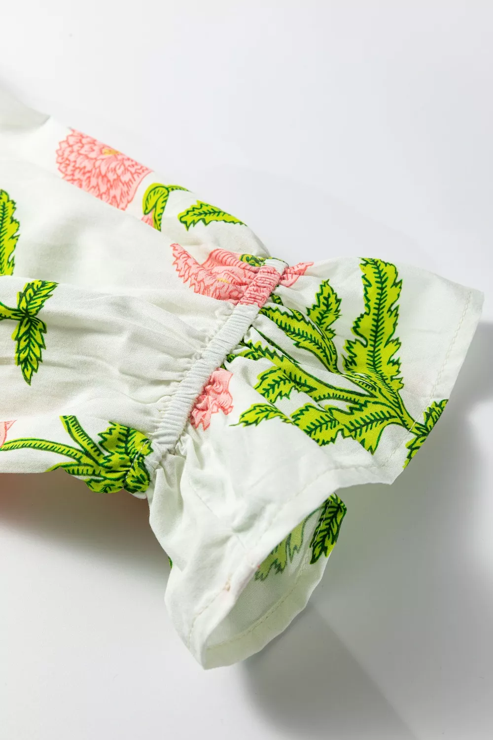 Floral Print Notched Ruffled Sleeve Blouse - Image 8
