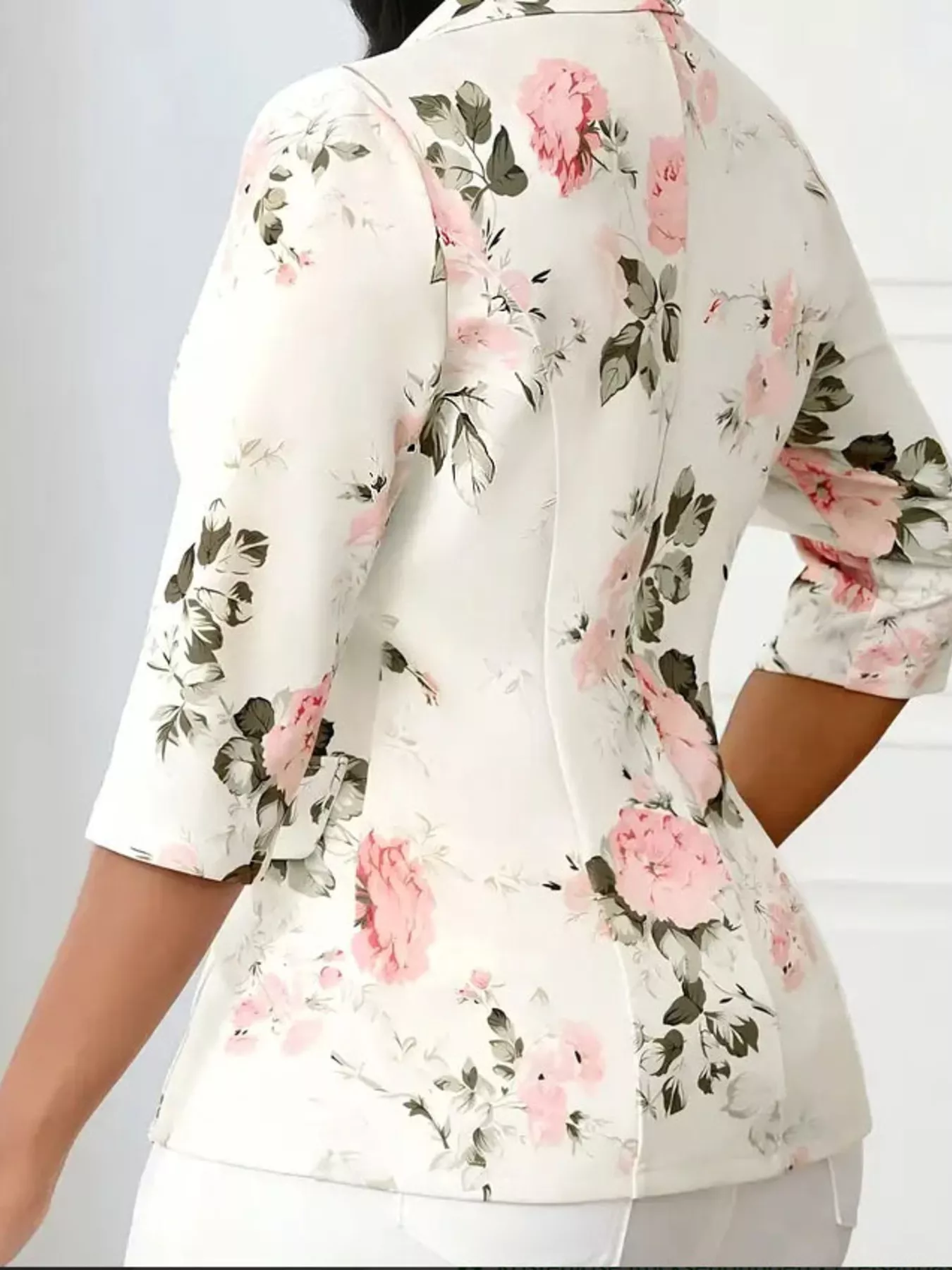 Floral Print One Button Casual Blazer - Image 6