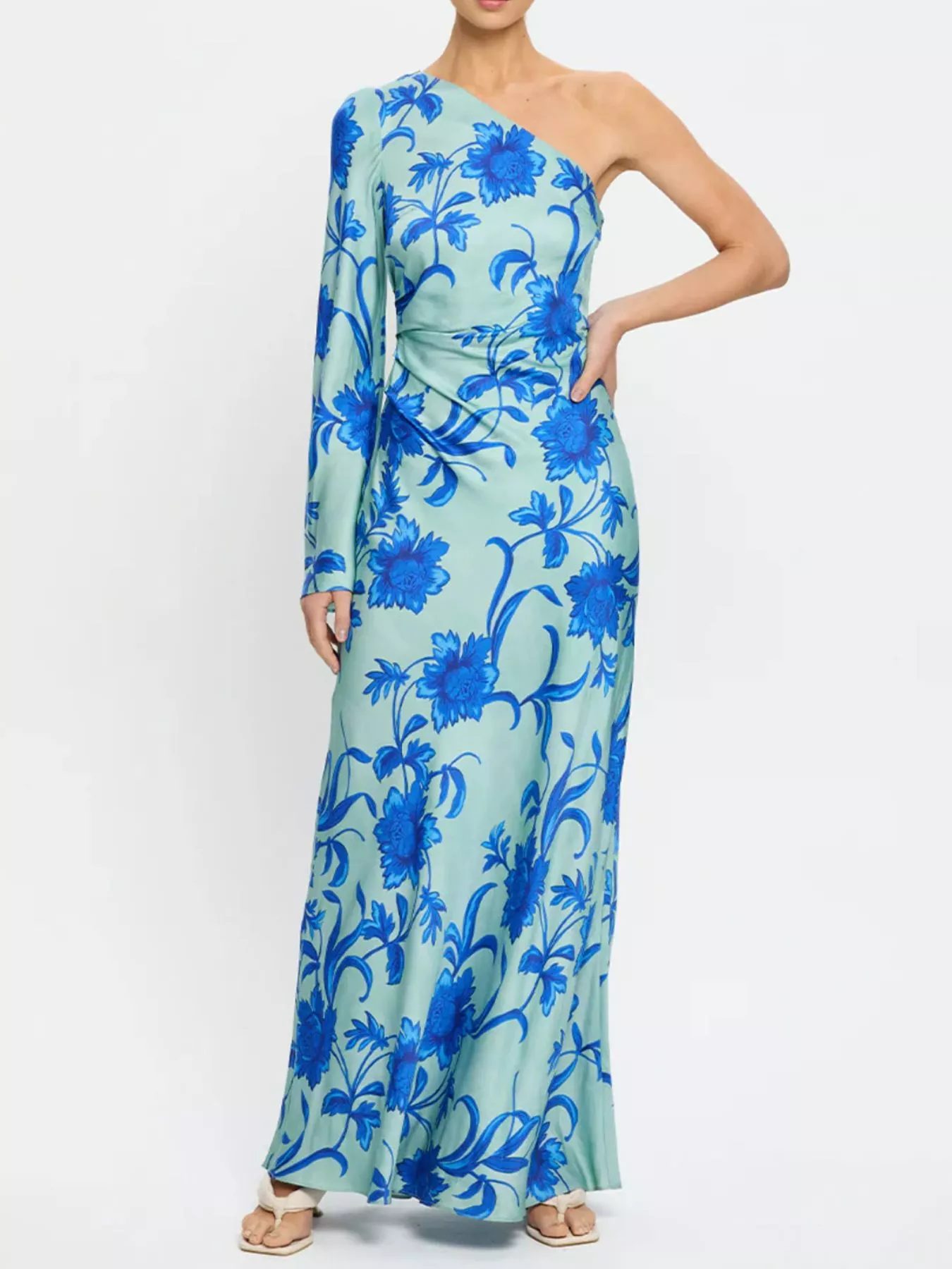 Floral Print One-Shoulder Maxi Dress - Image 6