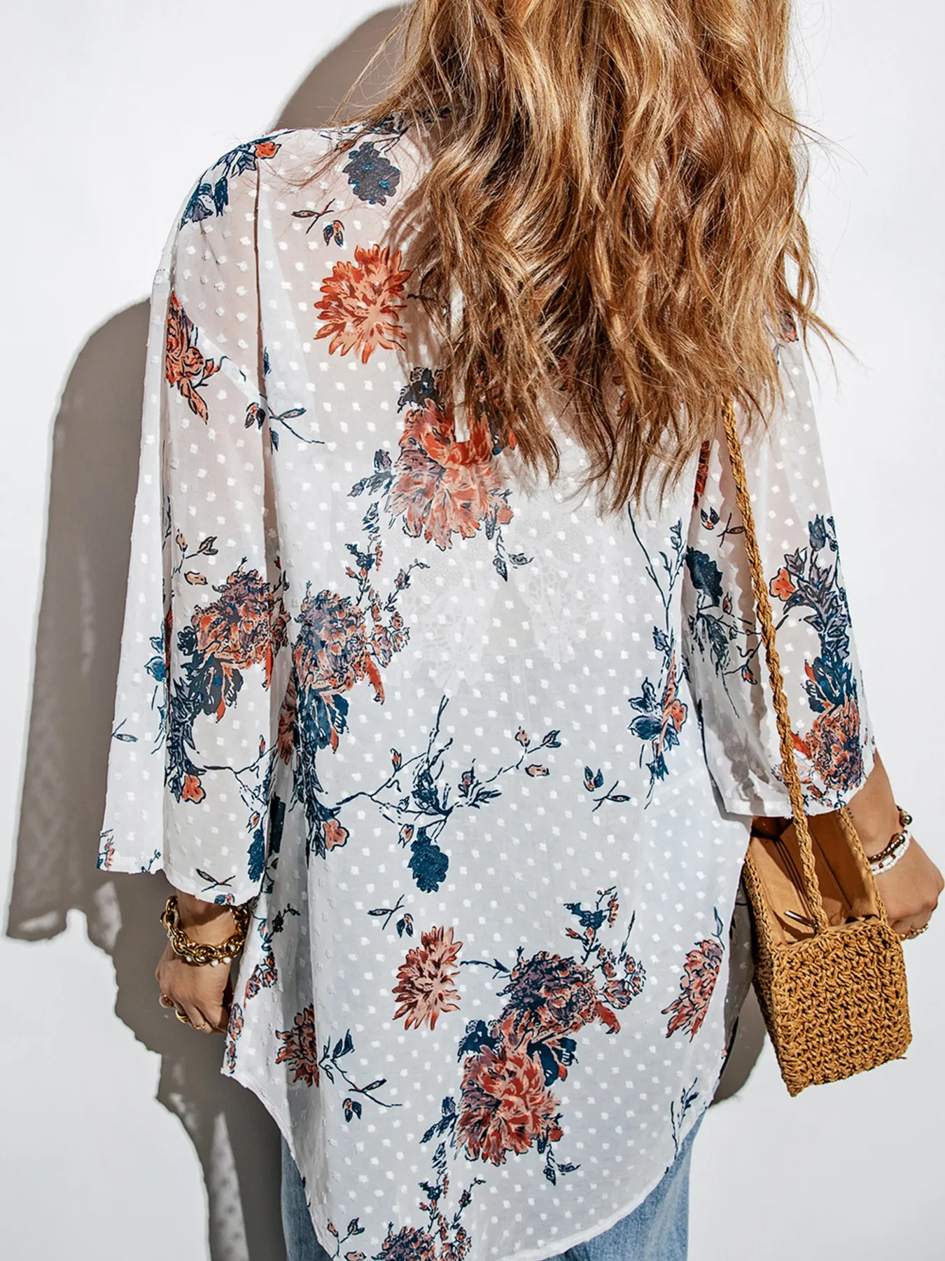 Floral Print Open Front Cover Up - Image 4