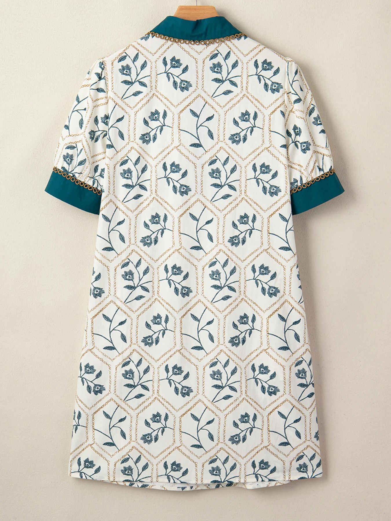 Floral Print Polo Collar Casual Mini Dress - Image 7