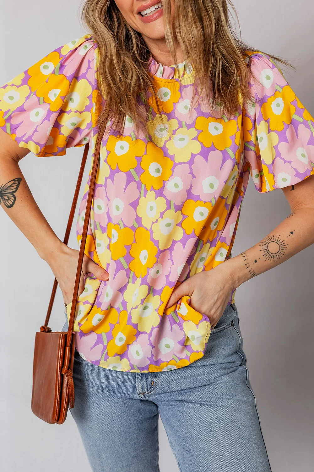 Floral Print Puff Sleeve Blouse - Image 4