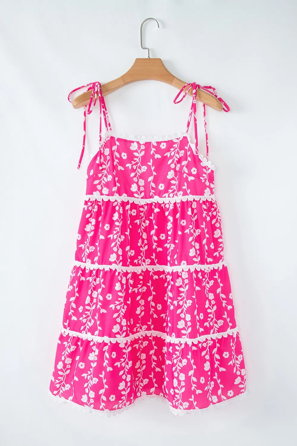Floral Print Ric Rac Patched Sleeveless Mini Dress - Image 6