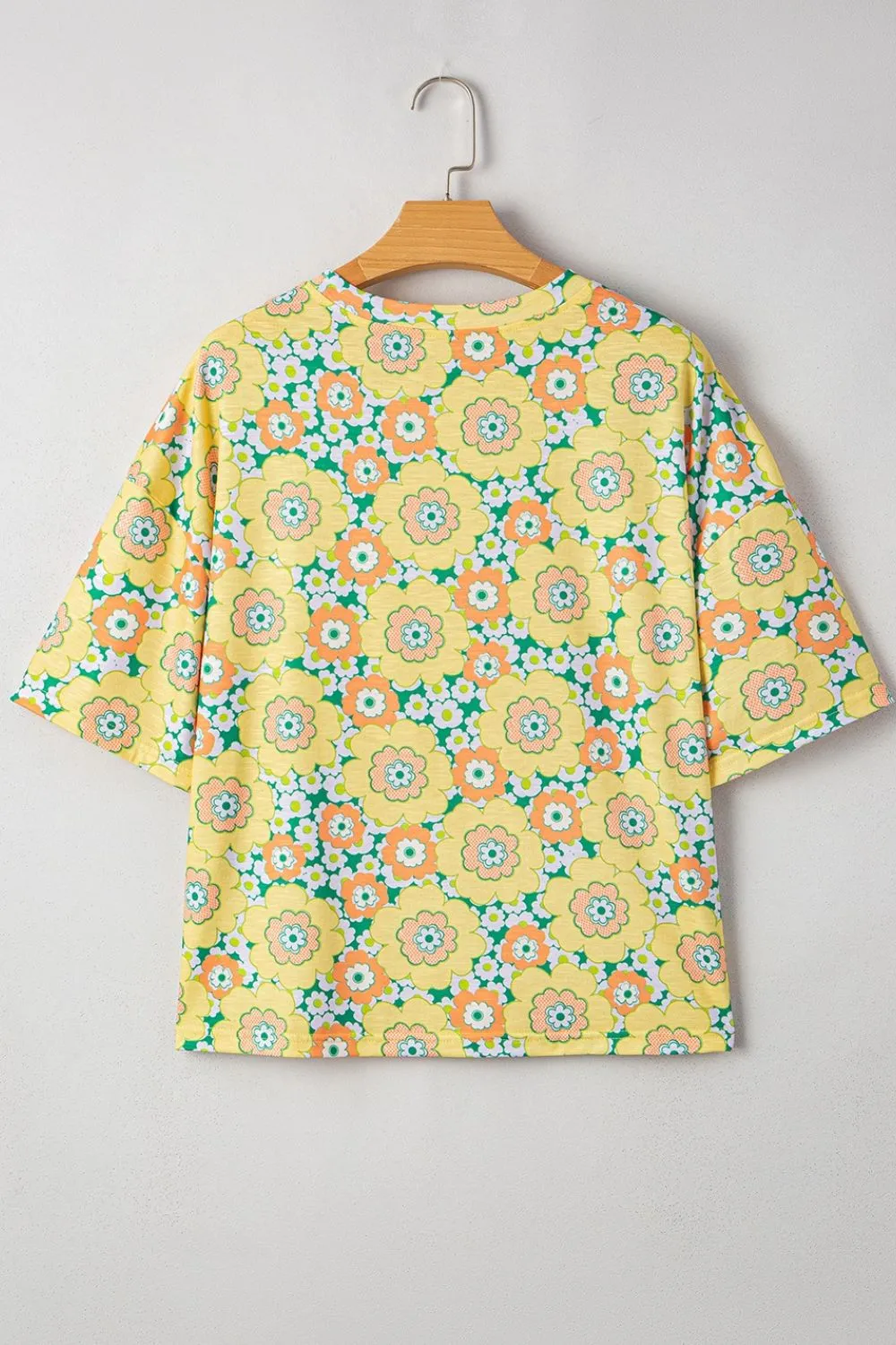 Floral Print Round Neck Oversized T-Shirt - Image 8