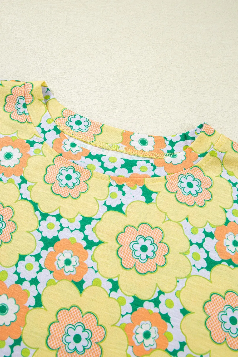 Floral Print Round Neck Oversized T-Shirt - Image 9