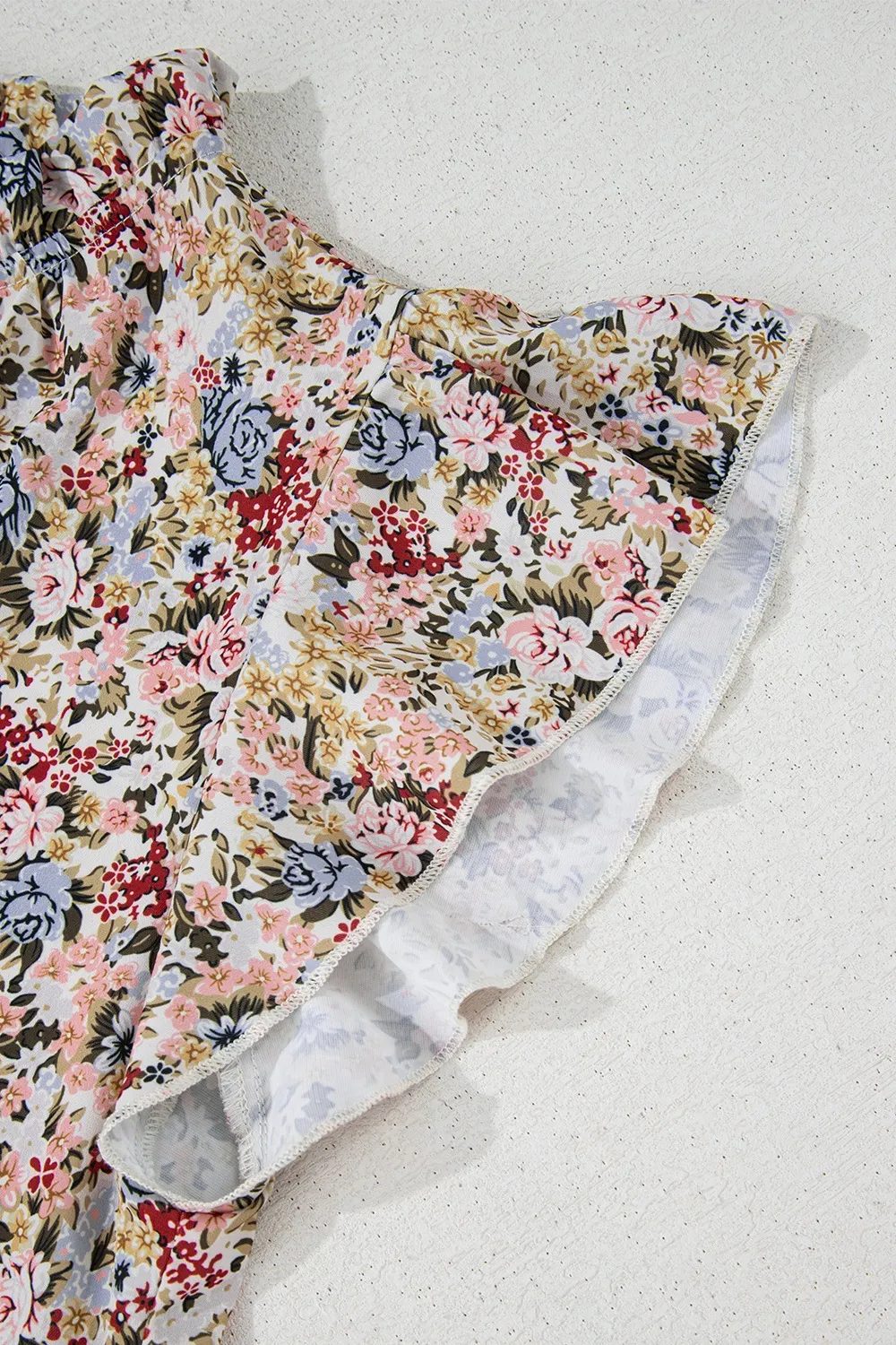 Floral Print Ruffle Cap Sleeve Blouse - Image 10