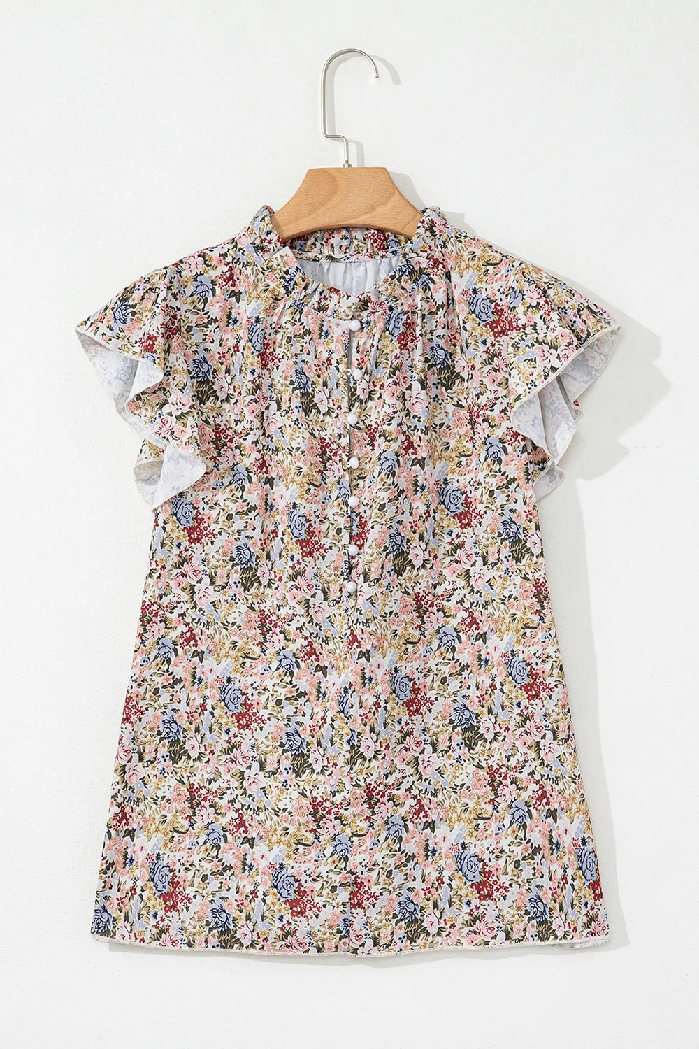 Floral Print Ruffle Cap Sleeve Blouse - Image 6
