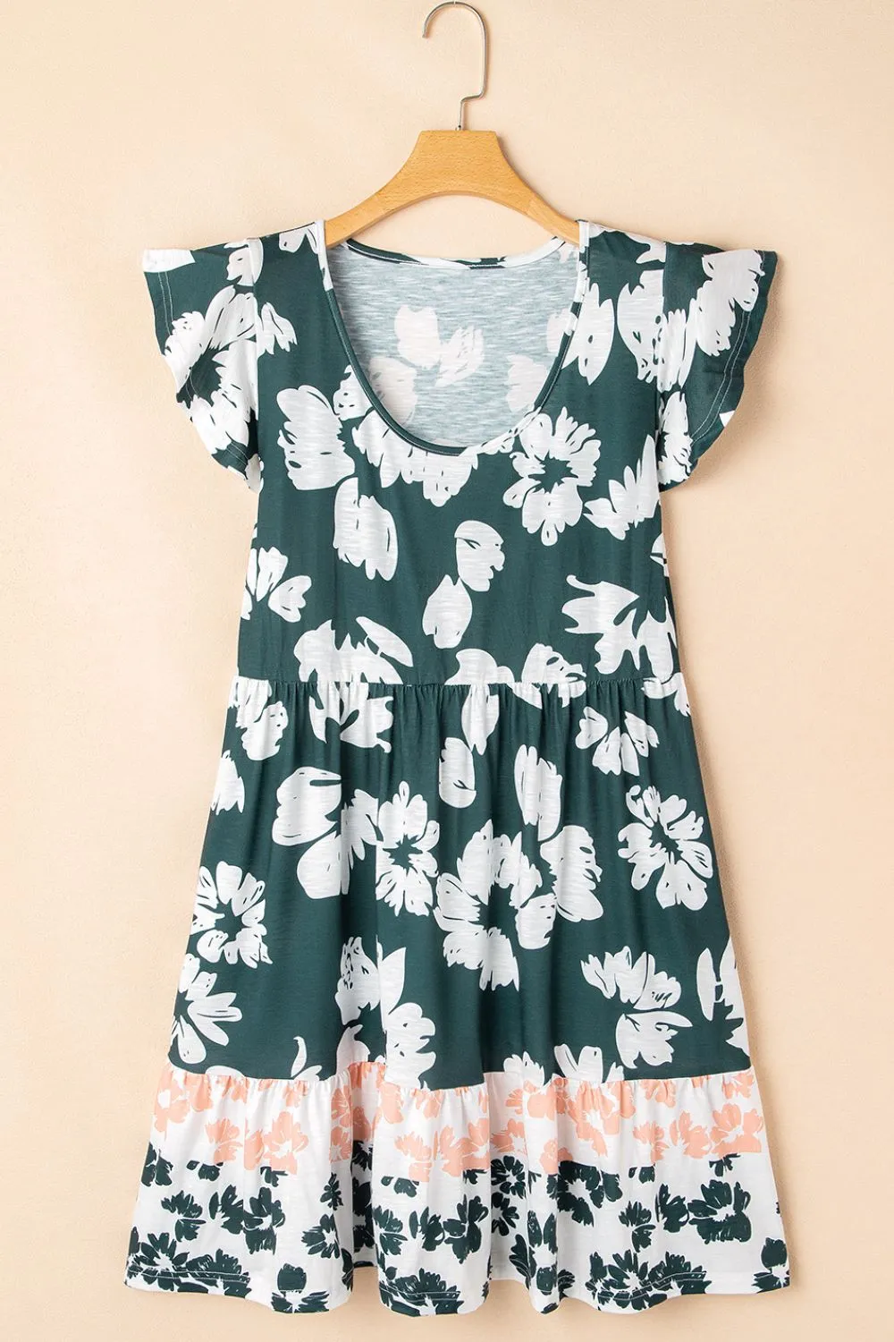 Floral Print Ruffle Sleeve Empire Waist Mini Dress - Image 5